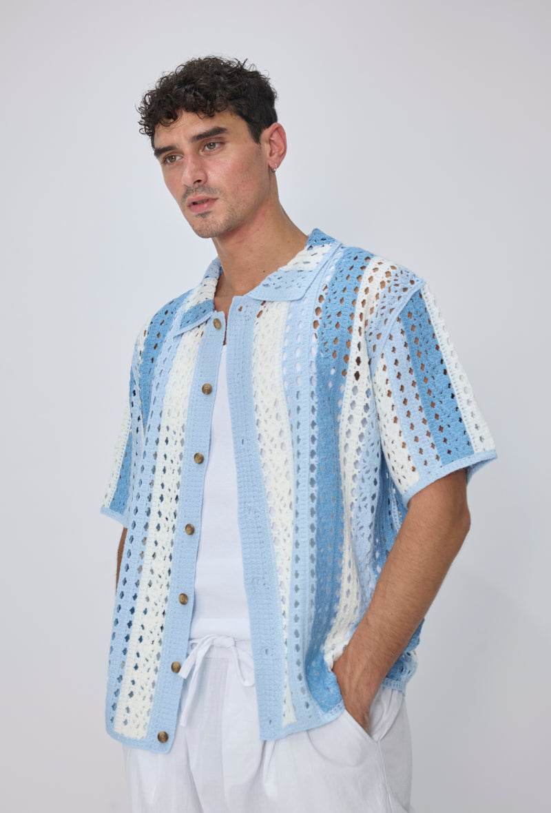Chemise crochet col cubain