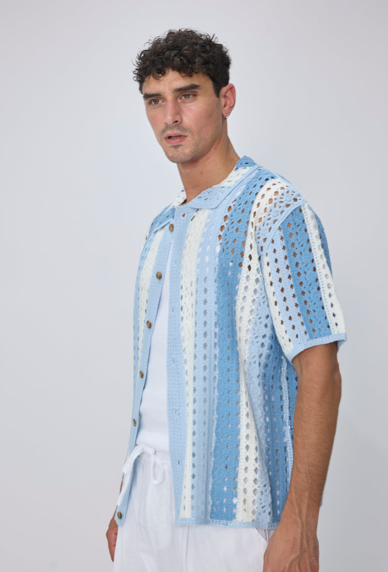 Chemise crochet col cubain