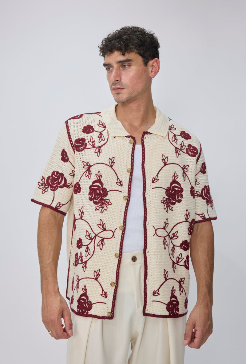 Chemise florale col cubain