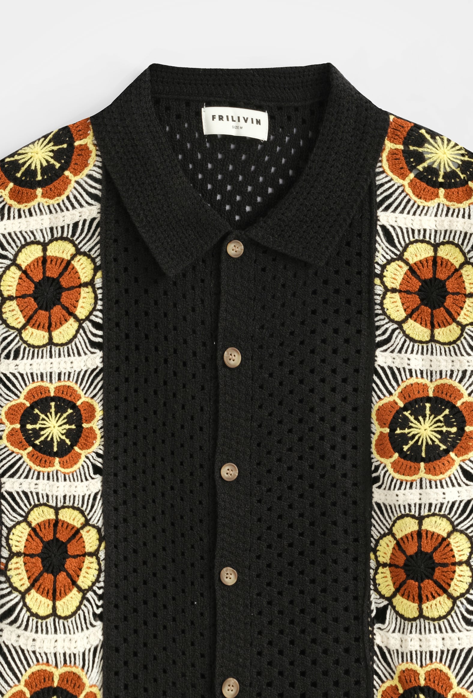 Chemise tricot floral col camp