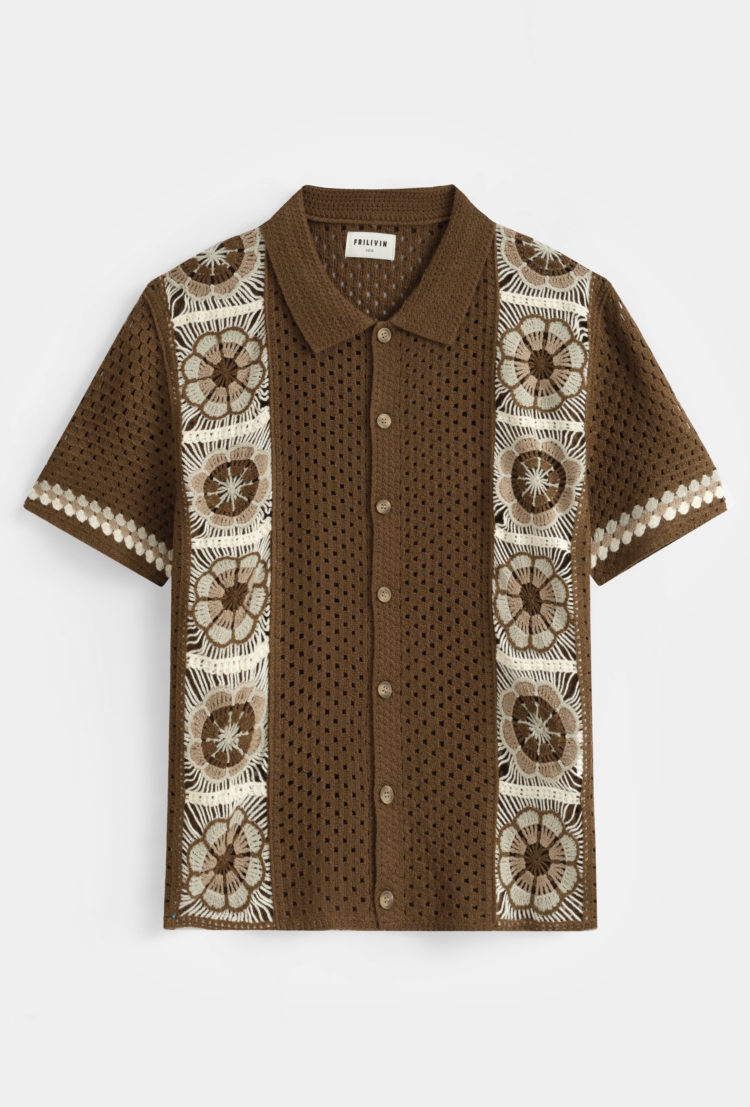 Chemise tricot floral col camp