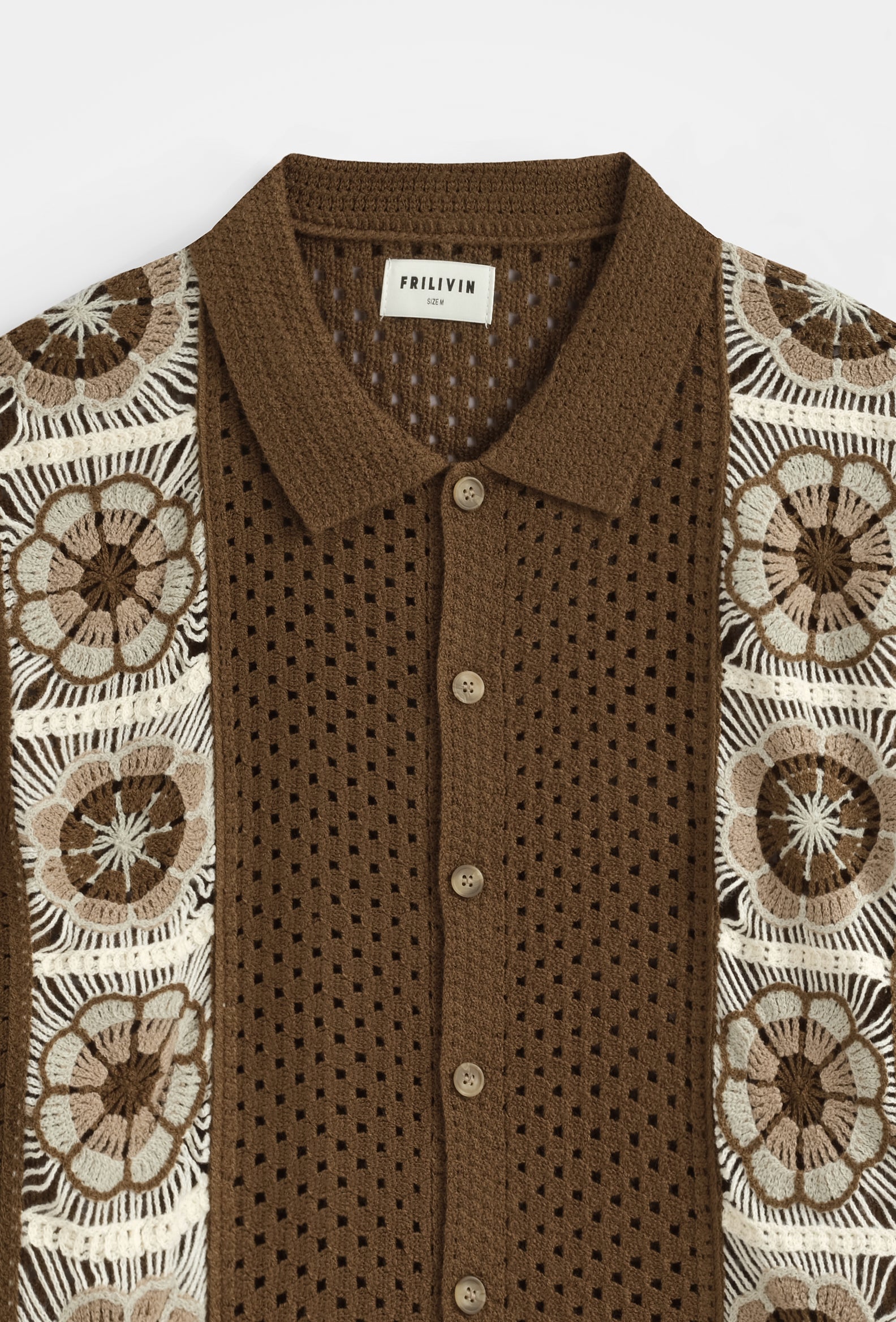 Chemise tricot floral col camp