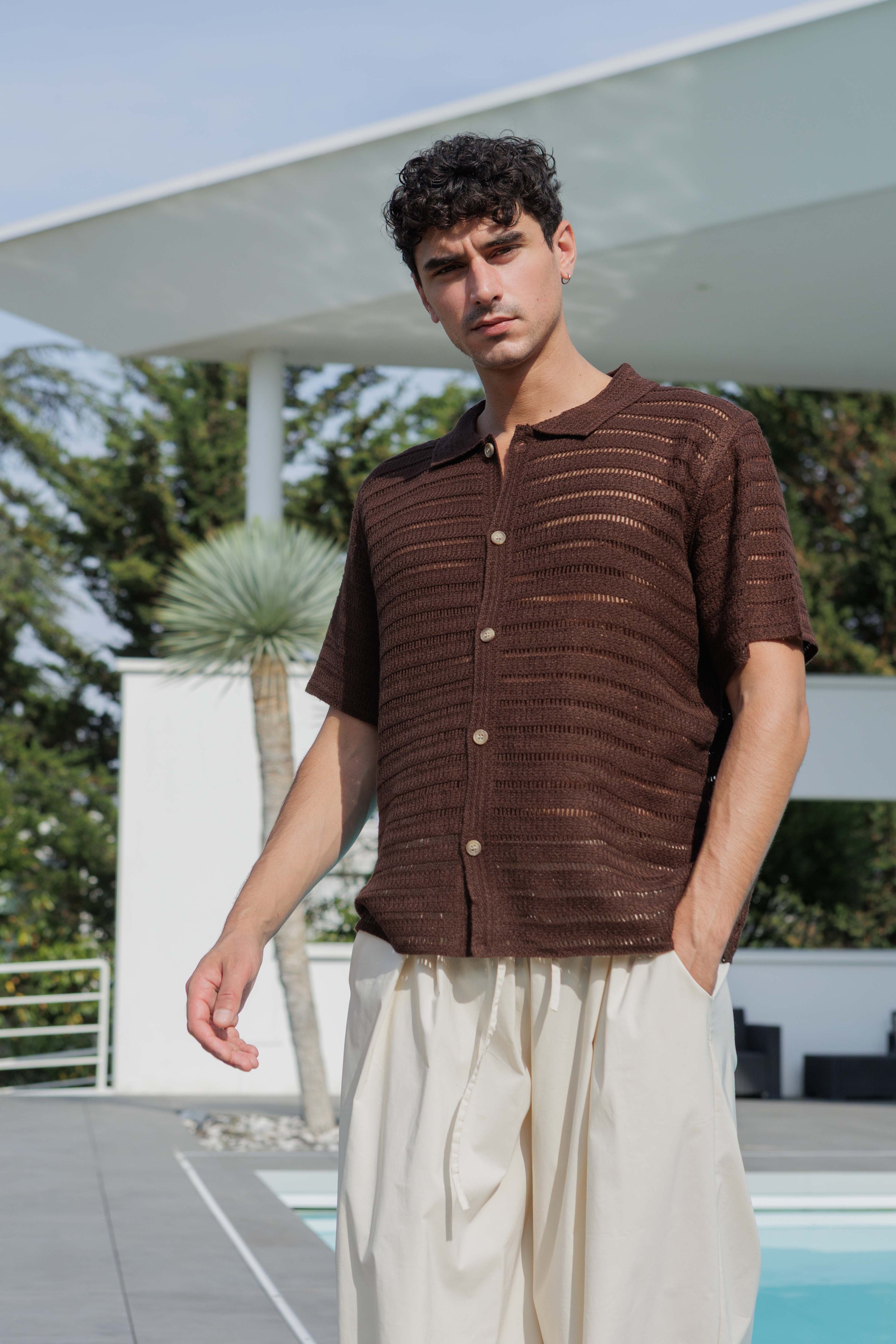 Chemise tricot ajourée