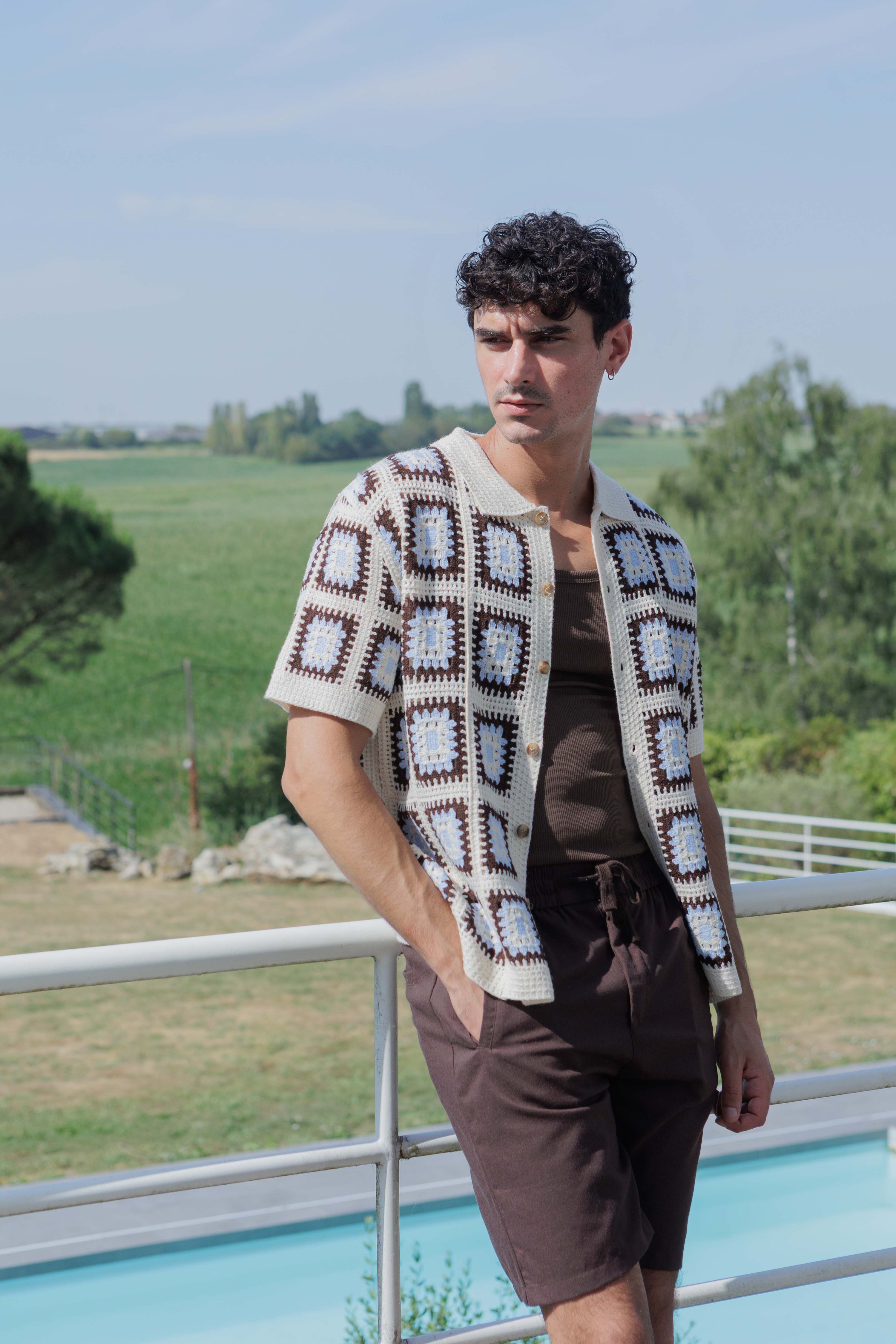 Chemise crochet motif carré