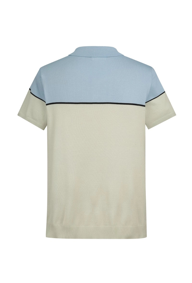 T-shirt polo en maille bicolore
