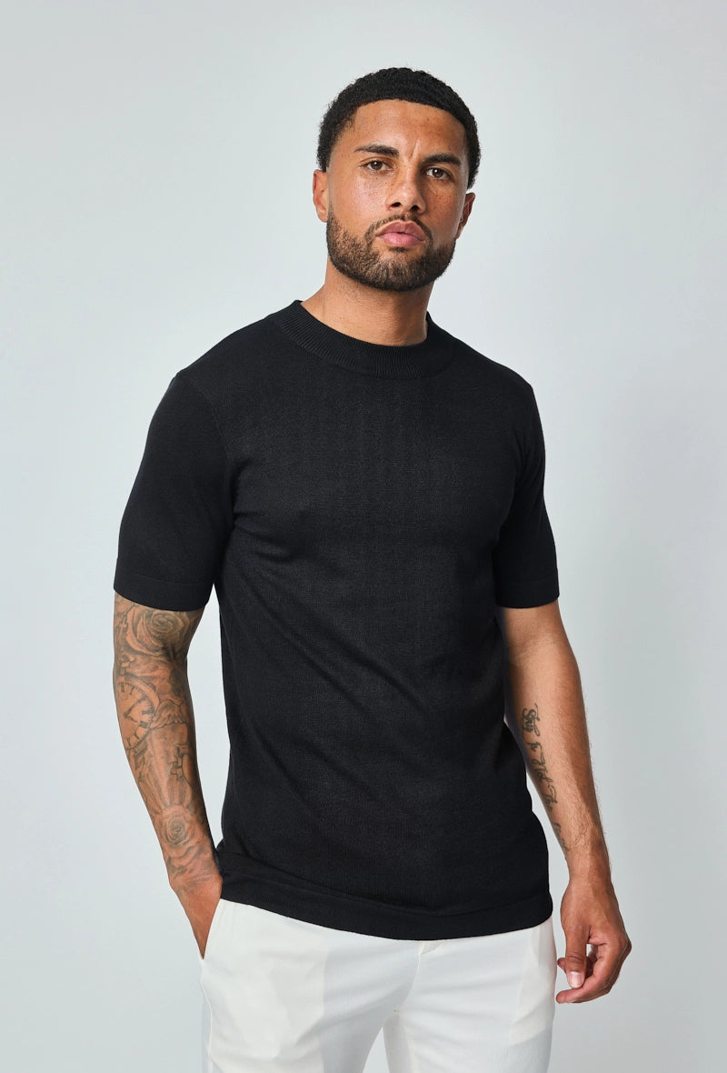 Pull noir maille best sale