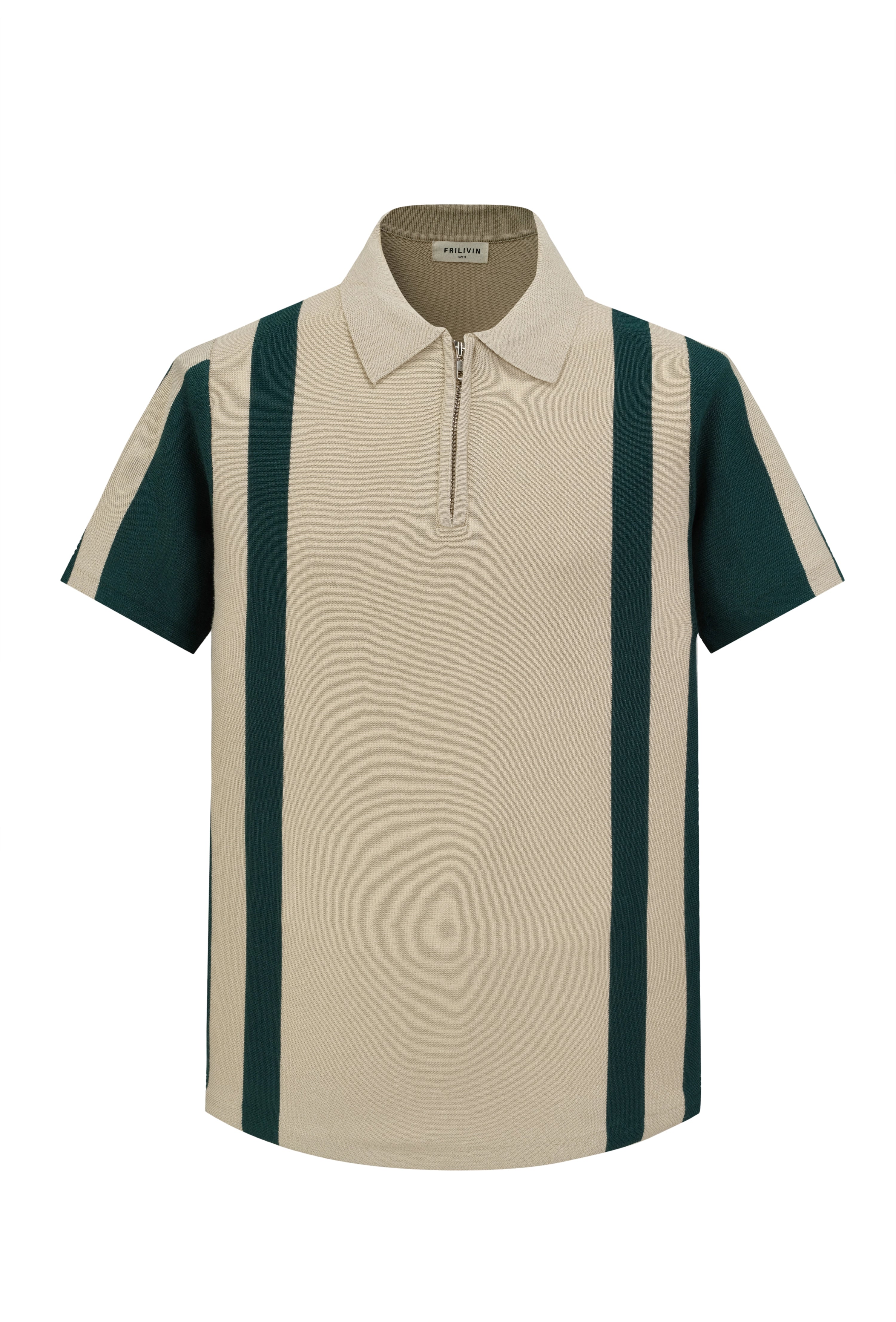 Polo shirt with zip and contrasting stripes