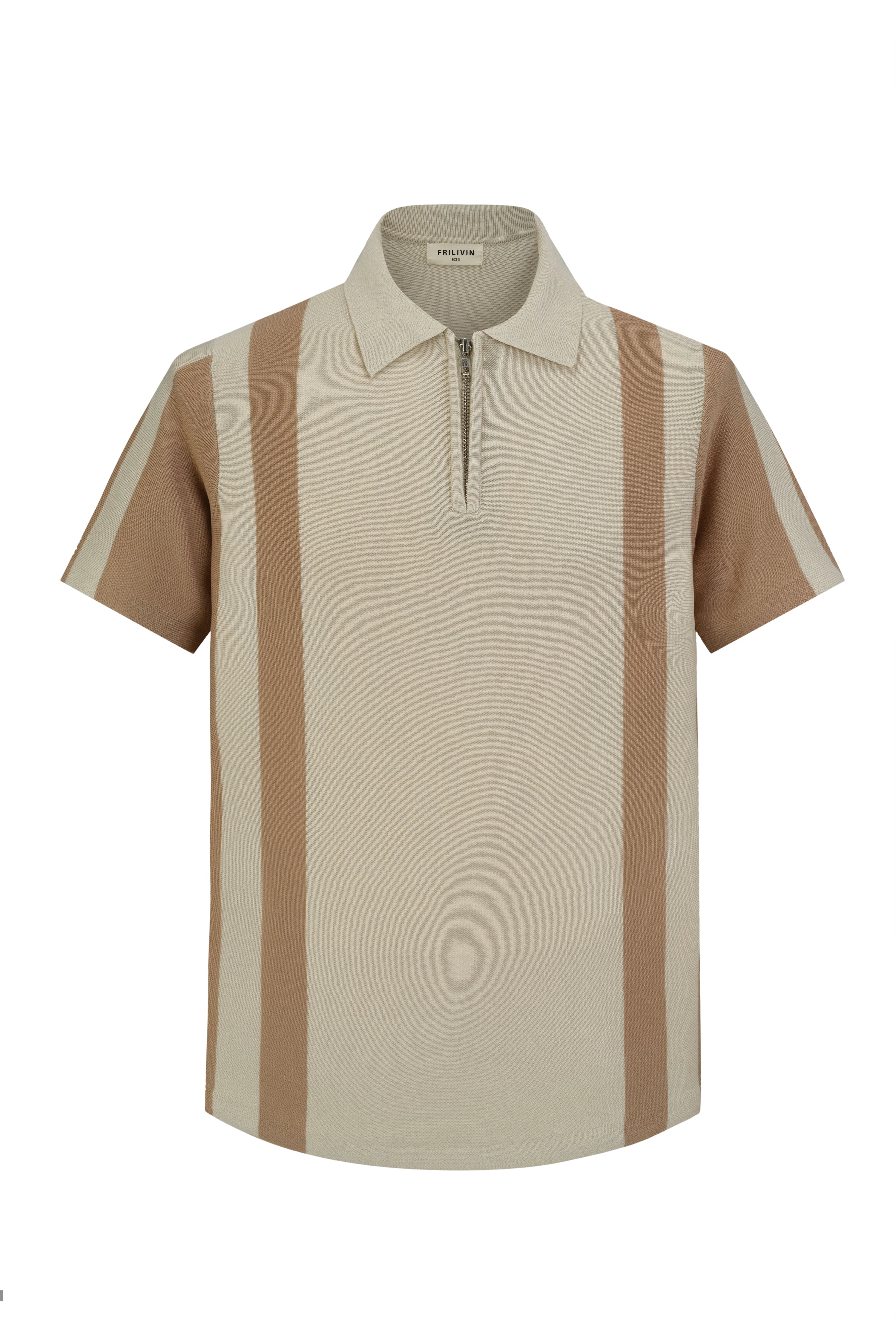 Polo shirt with zip and contrasting stripes