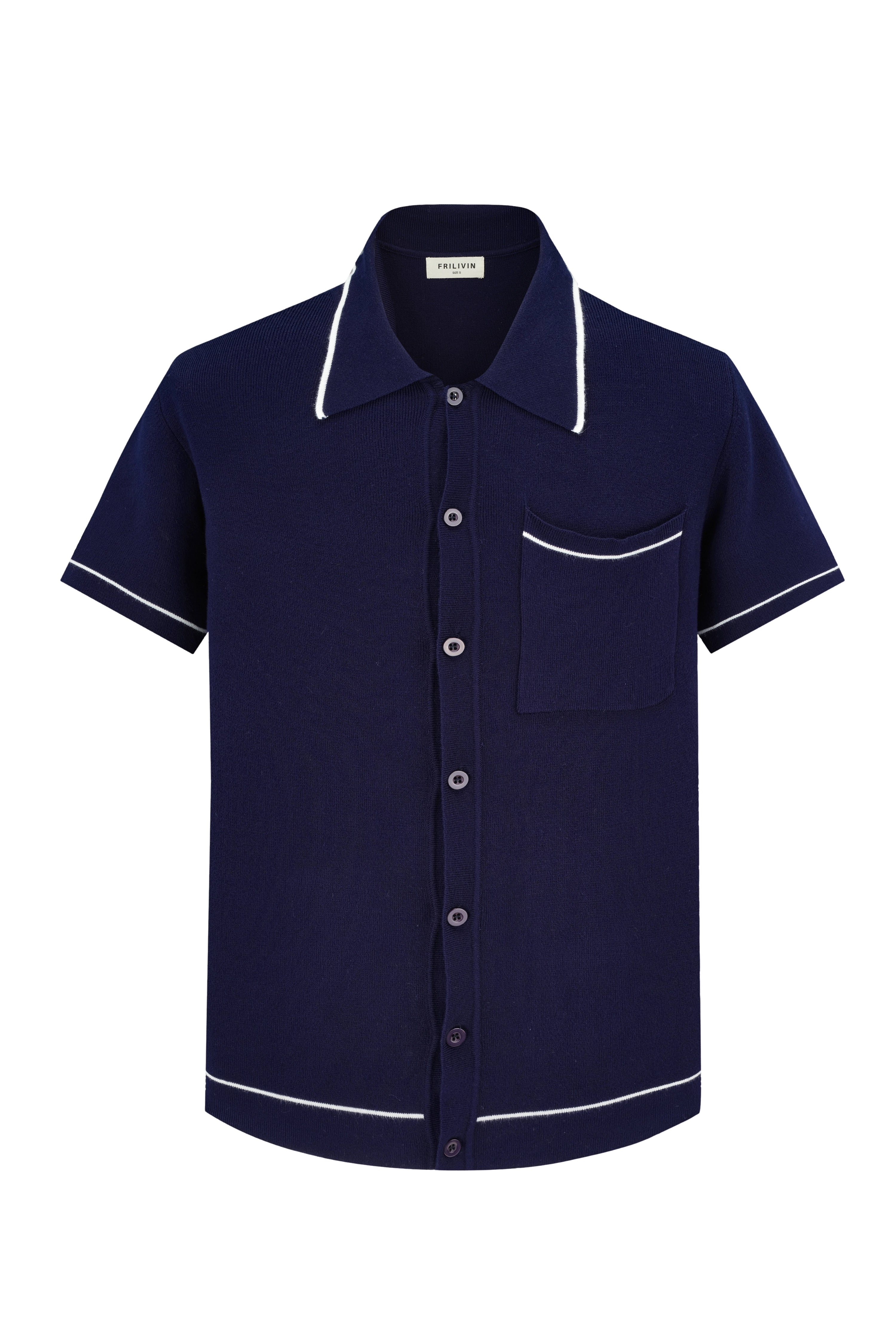 Buttoned polo shirt with contrast collar