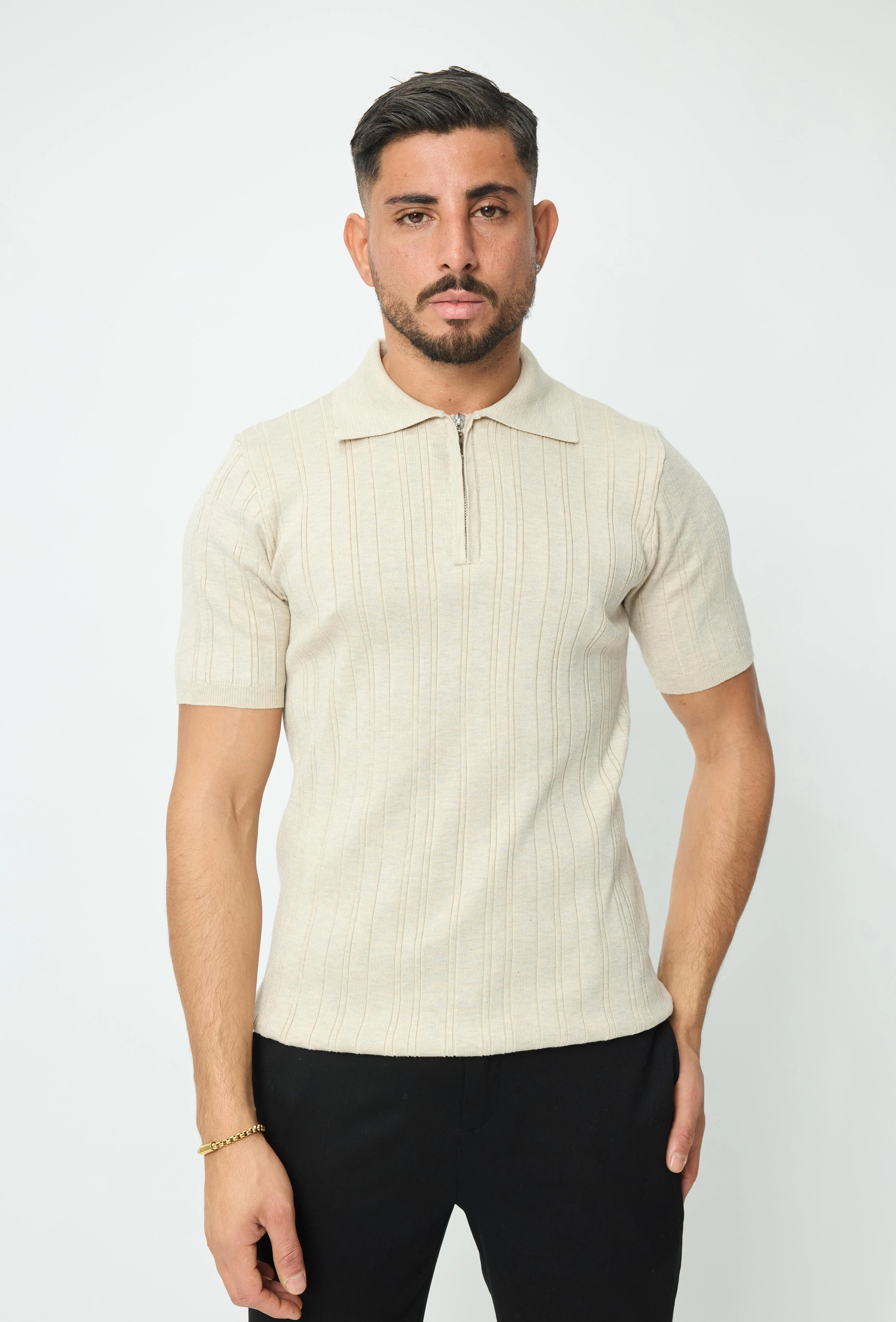 Polo uni effet rayure
