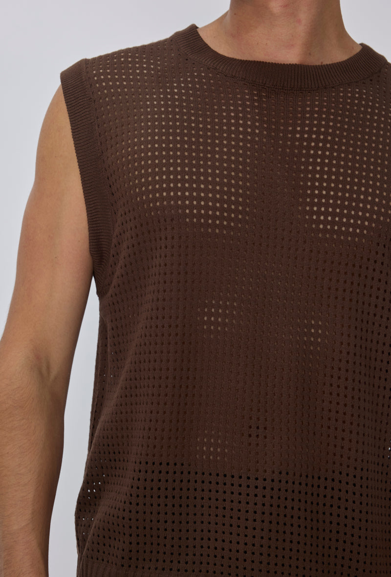 T-shirt débardeur tricot ajouré