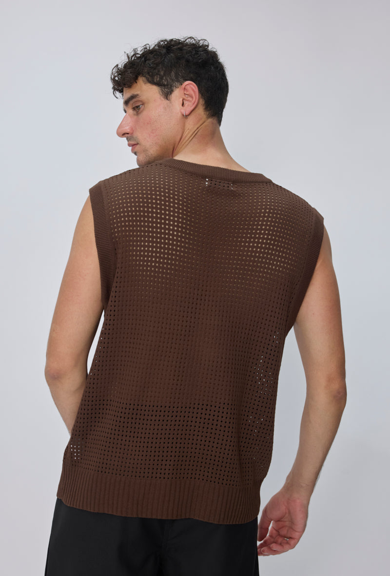 T-shirt débardeur tricot ajouré