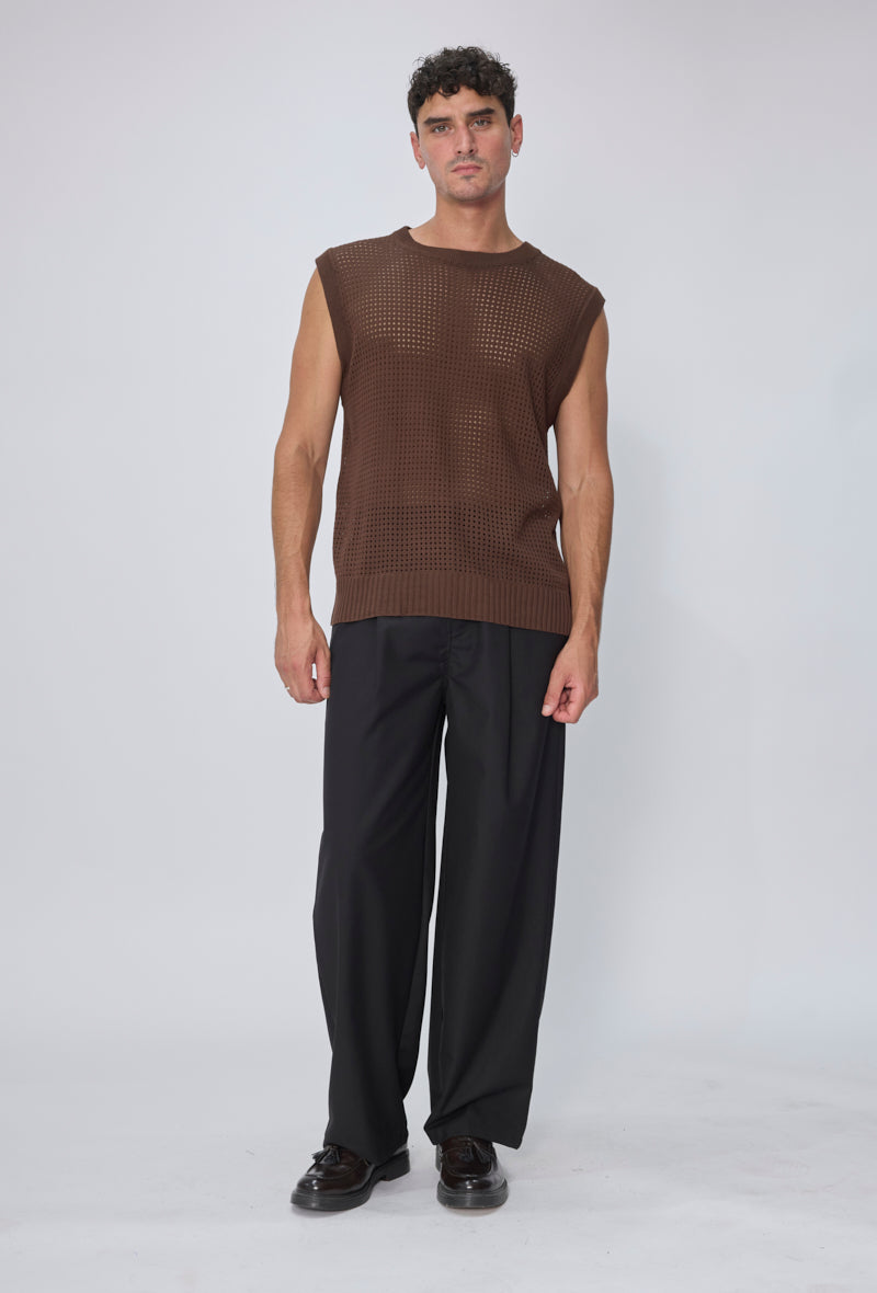 T-shirt débardeur tricot ajouré