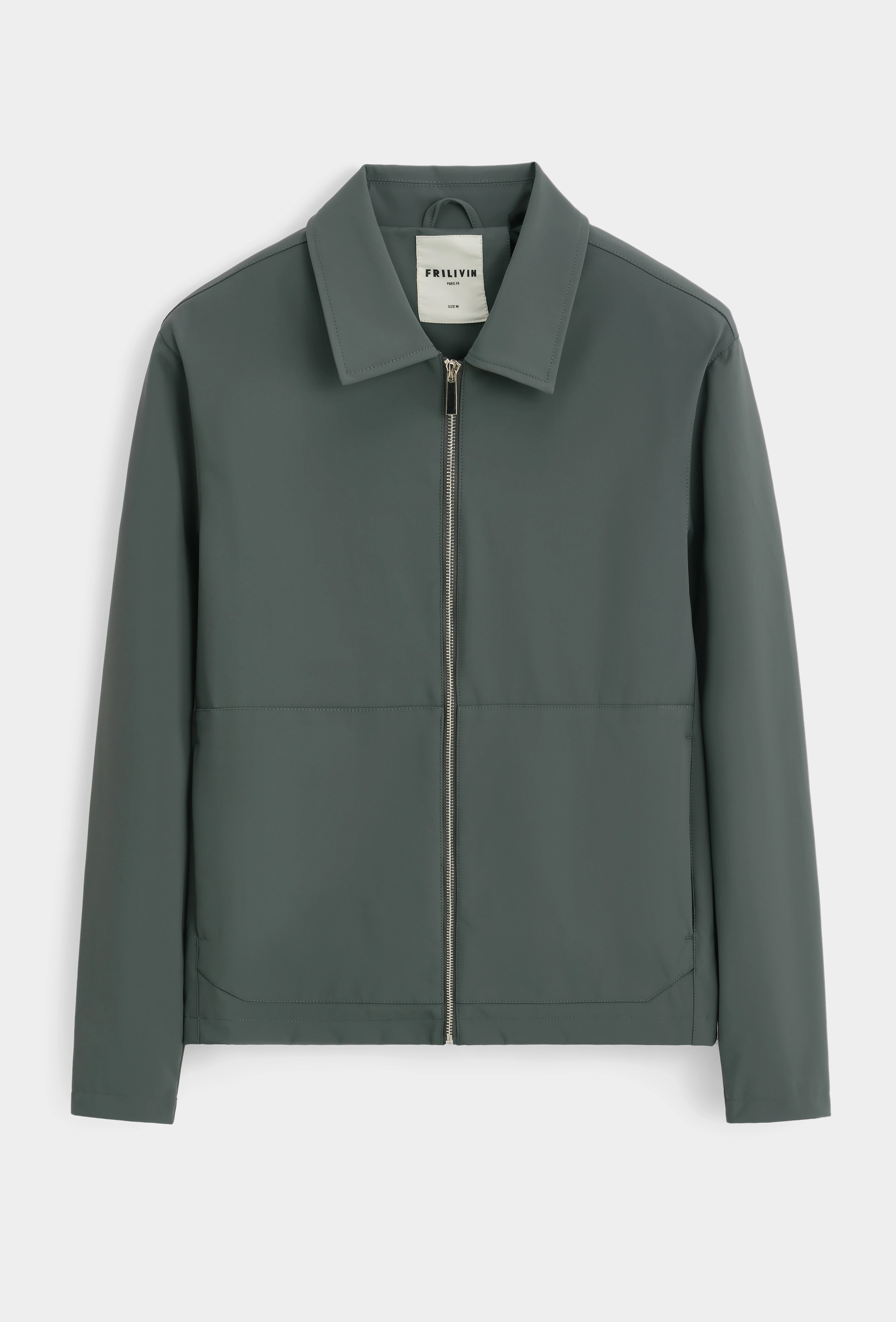 Veste zippée en tissu lisse au tombé net