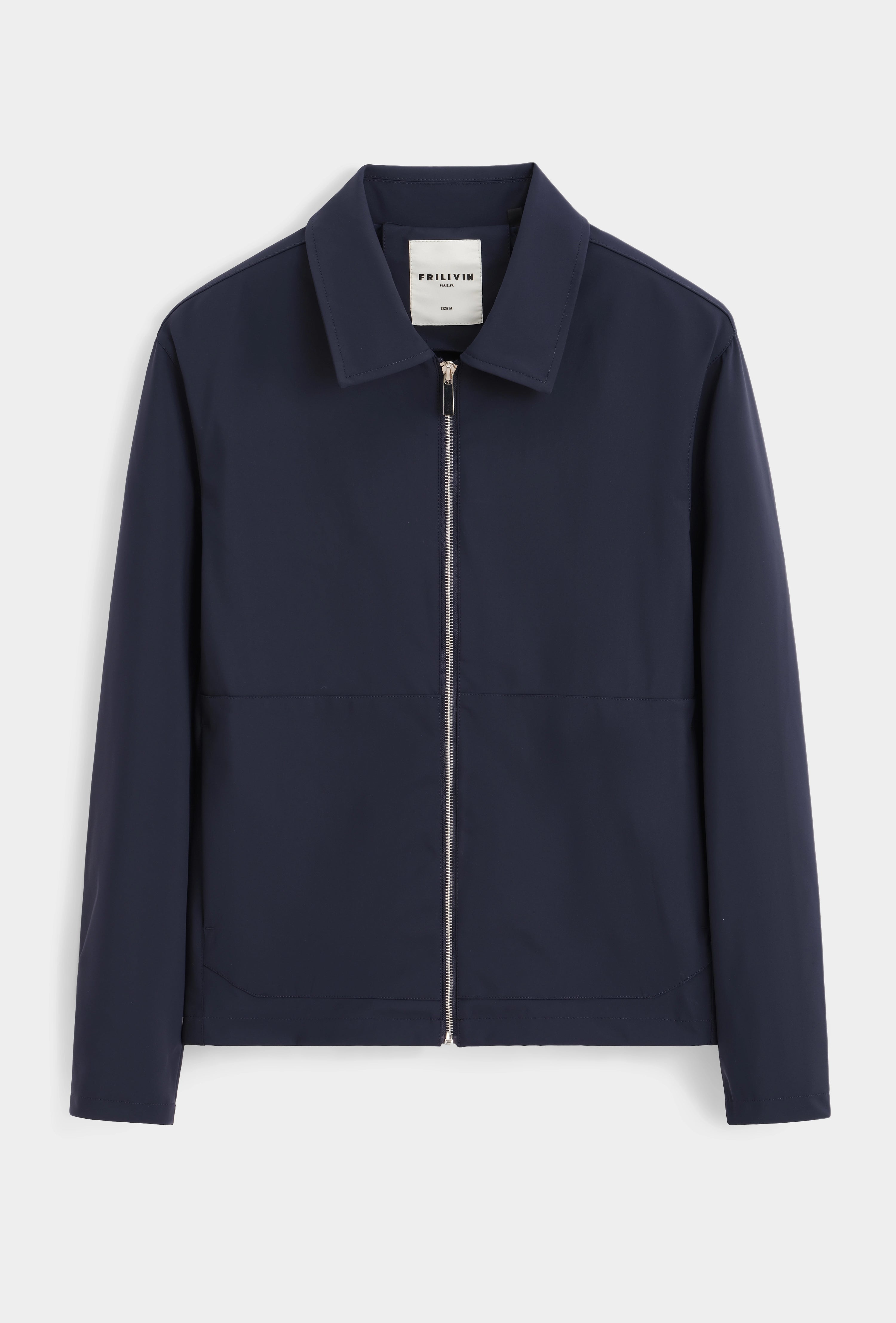 Veste zippée en tissu lisse au tombé net