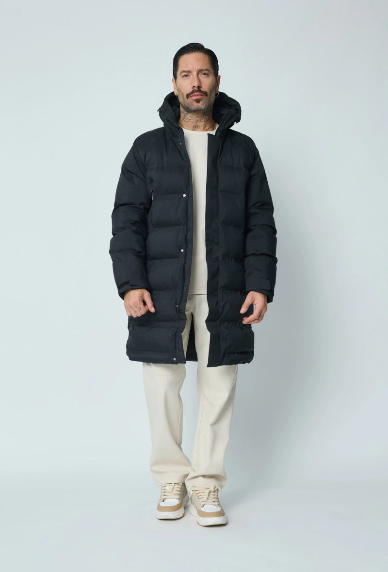 Long plain hooded down jackets