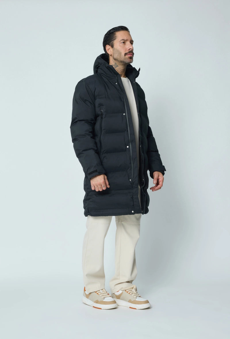 Long plain hooded down jackets