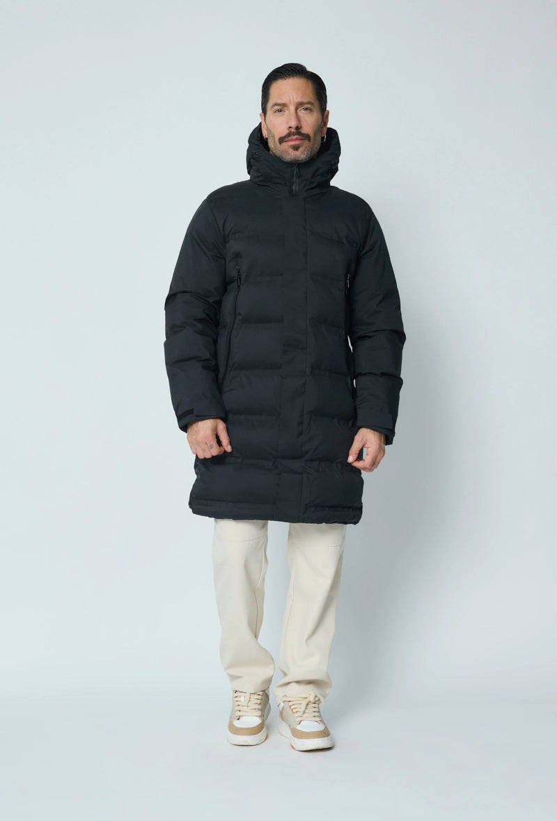 Long plain hooded down jackets