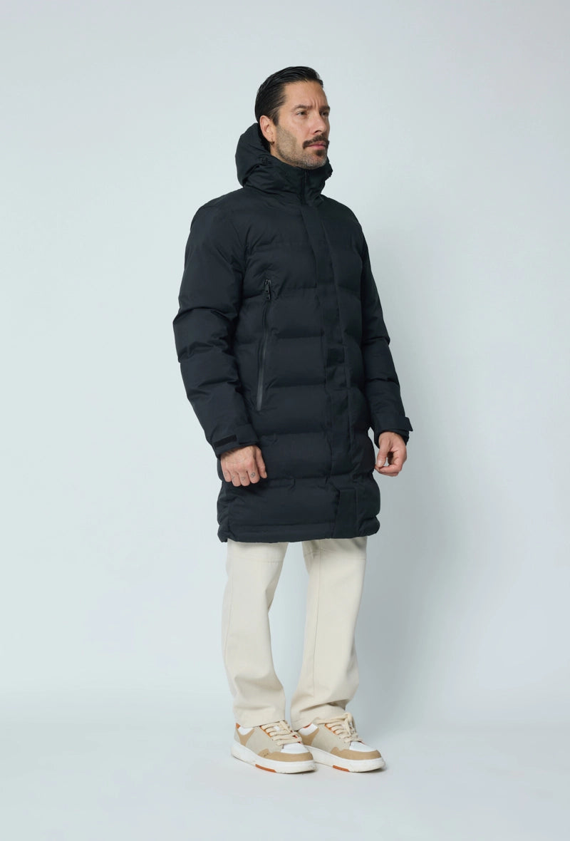 Long plain hooded down jackets