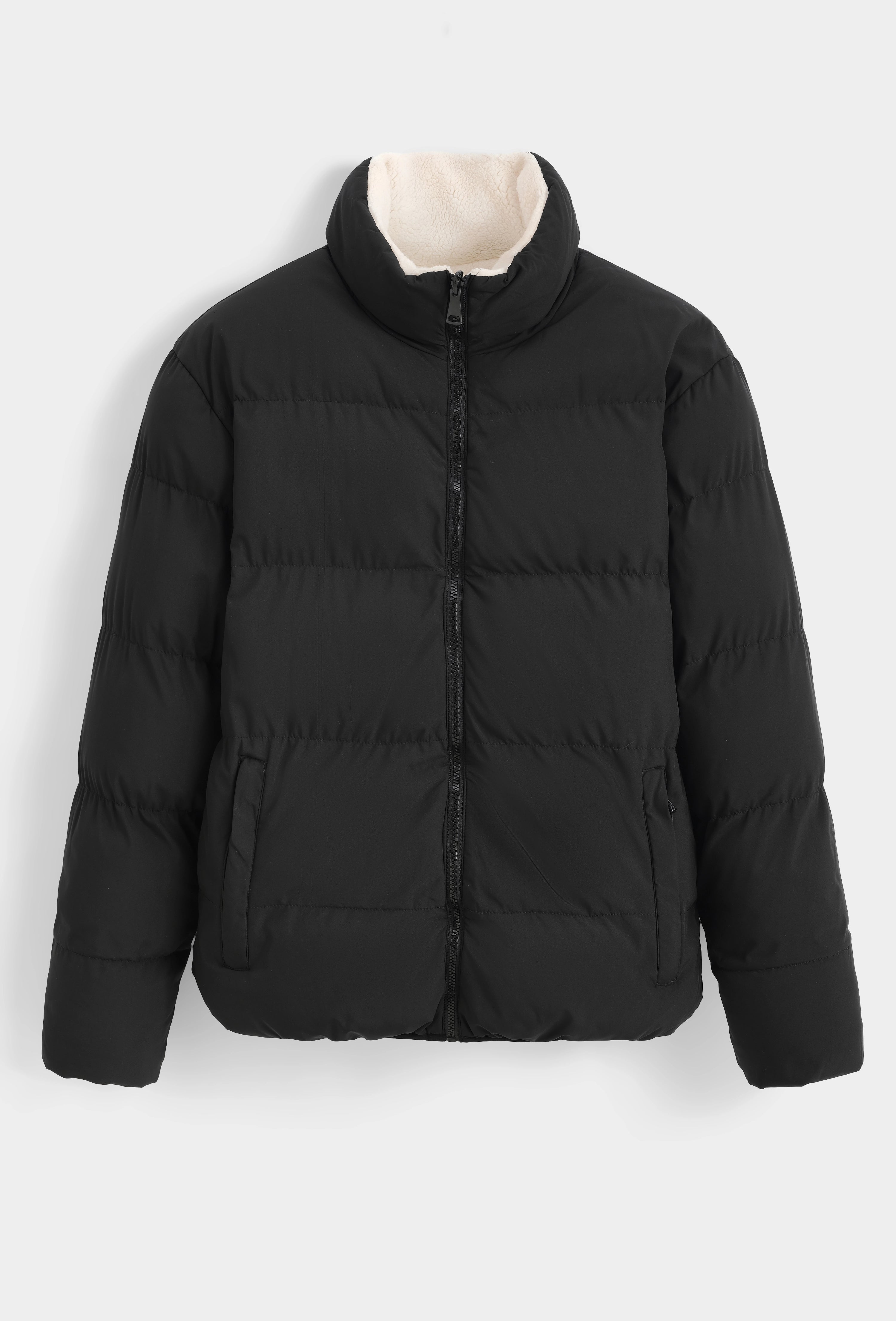 Manteau réversible bimatière