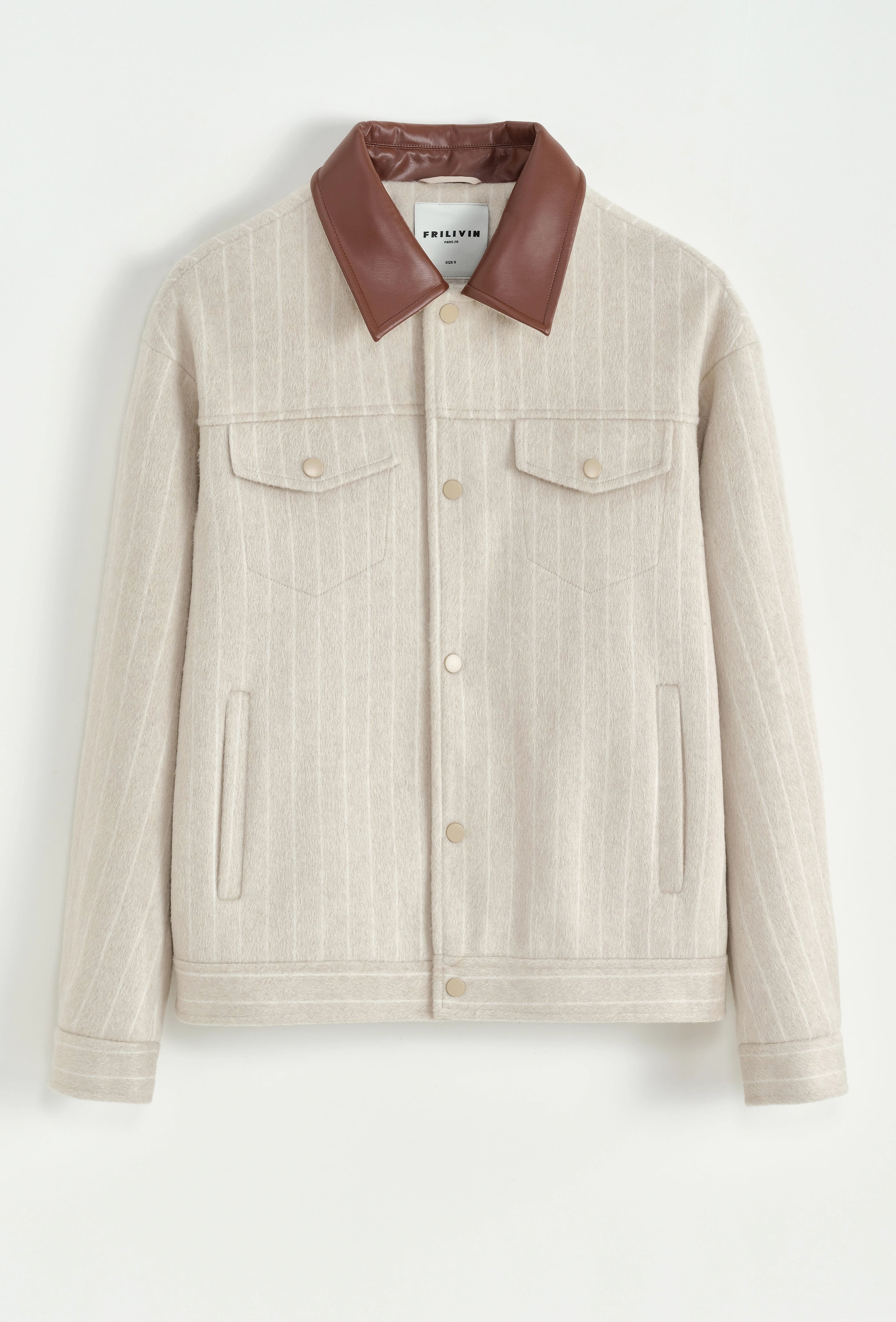 Veste à rayures avec col contrasté