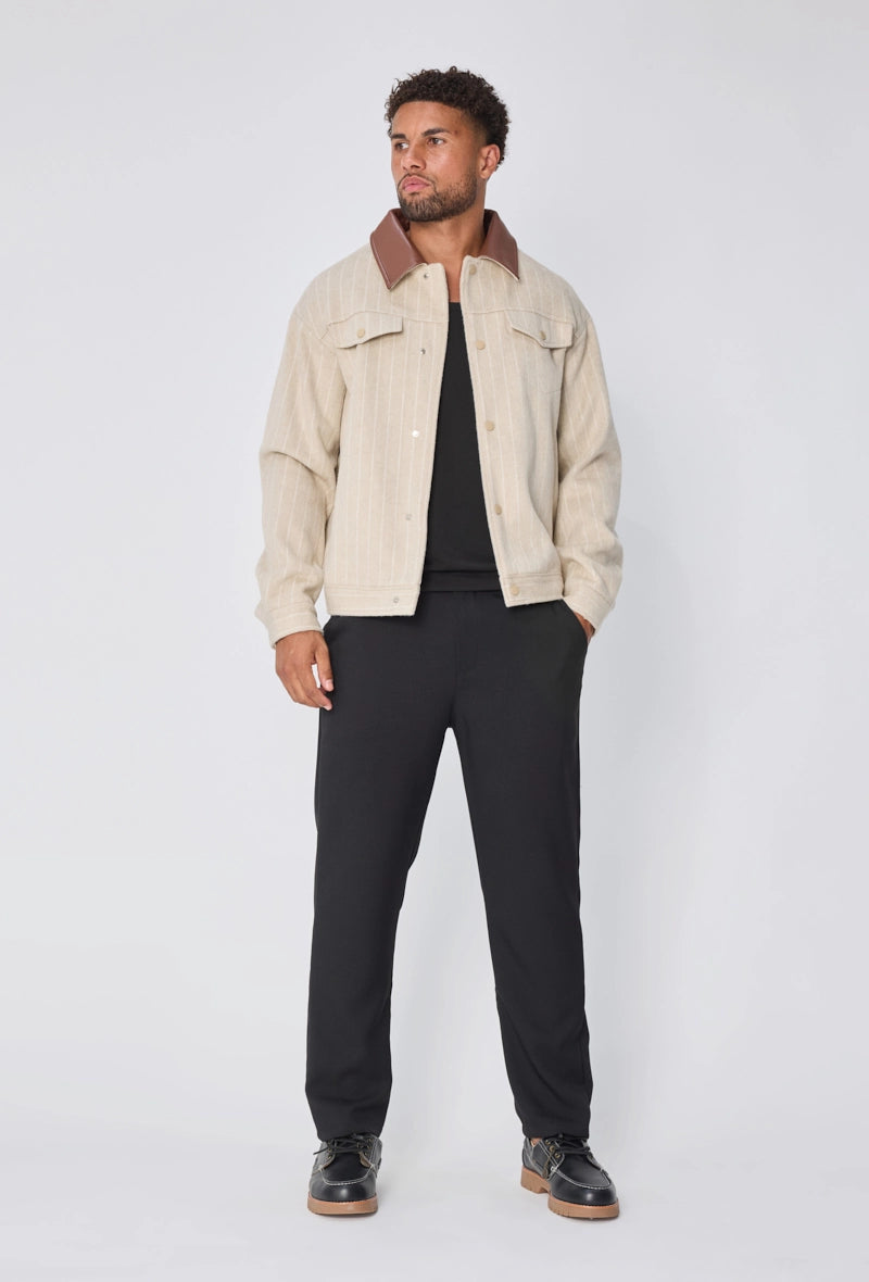 Veste à rayures avec col contrasté
