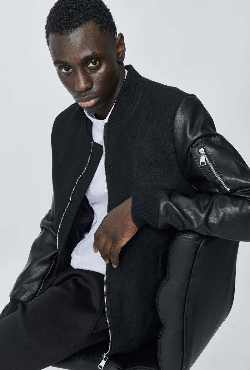 Veste avec manche simili cuire - Frilivin