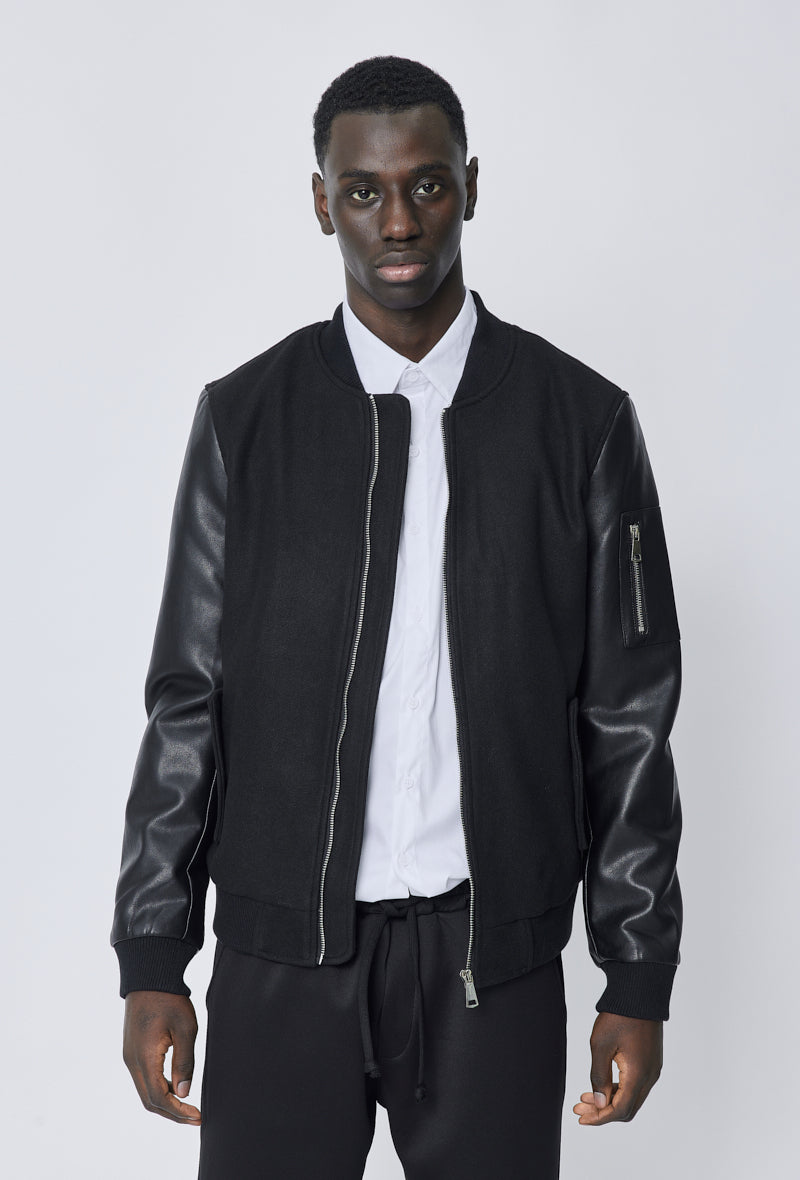 Veste avec manche simili cuire - Frilivin