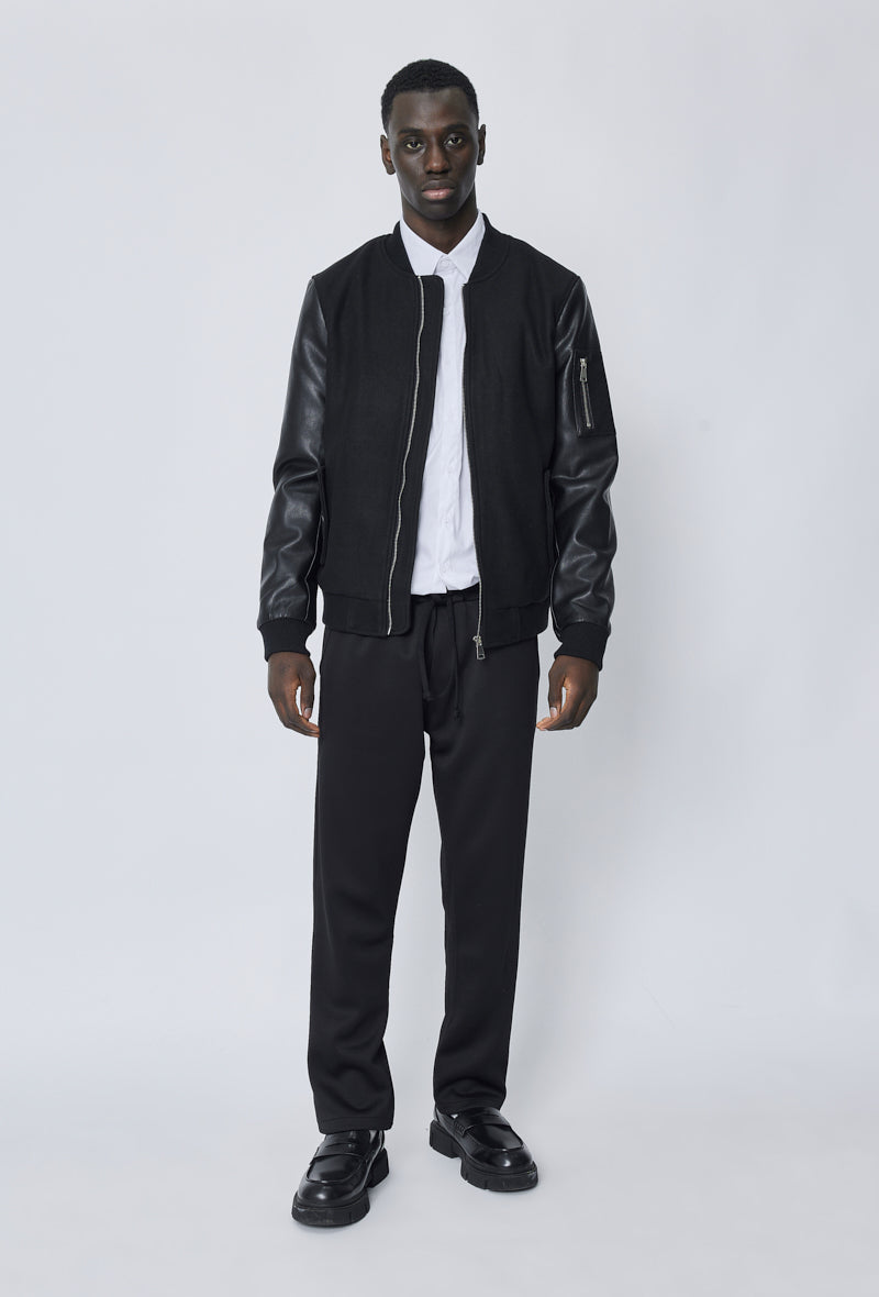 Veste avec manche simili cuire - Frilivin
