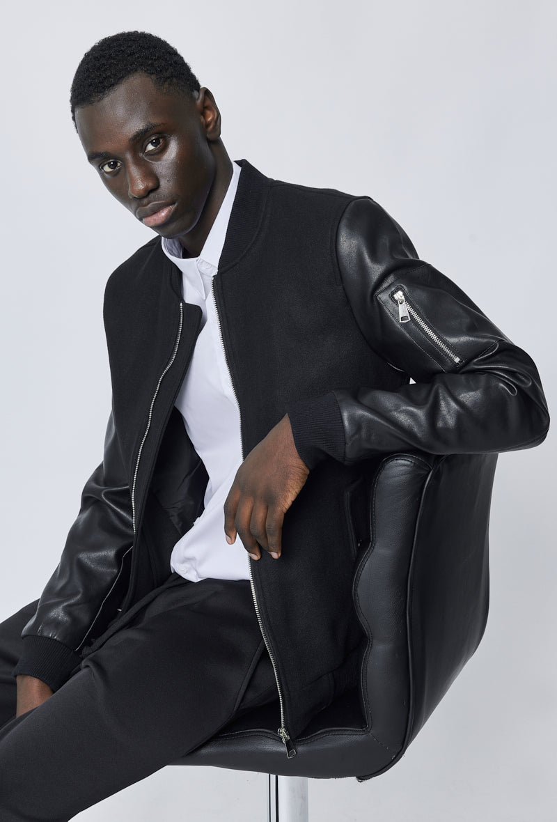 Veste avec manche simili cuire - Frilivin