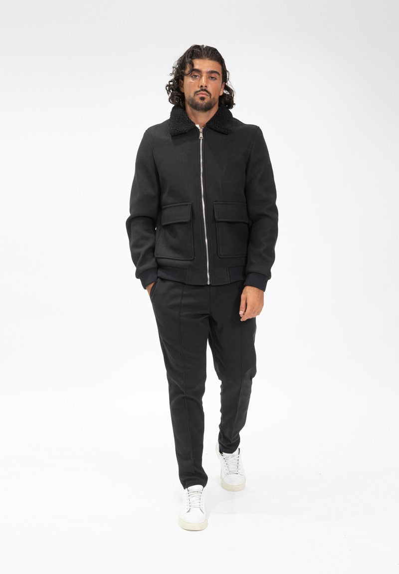 Veste bombers avec col moumoute - Frilivin