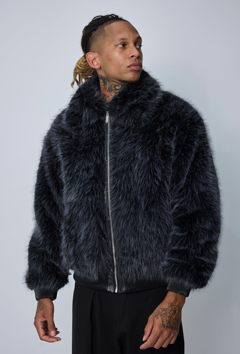 Veste teddy col montant