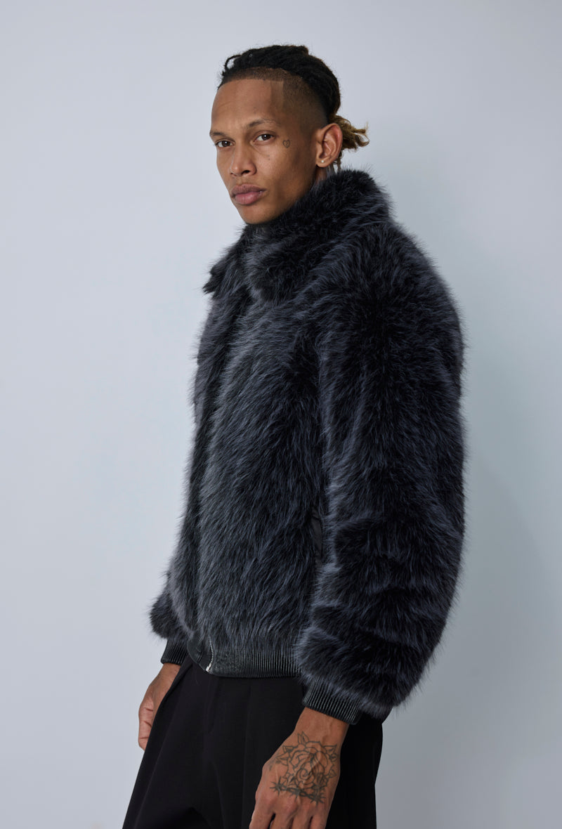 Veste teddy col montant