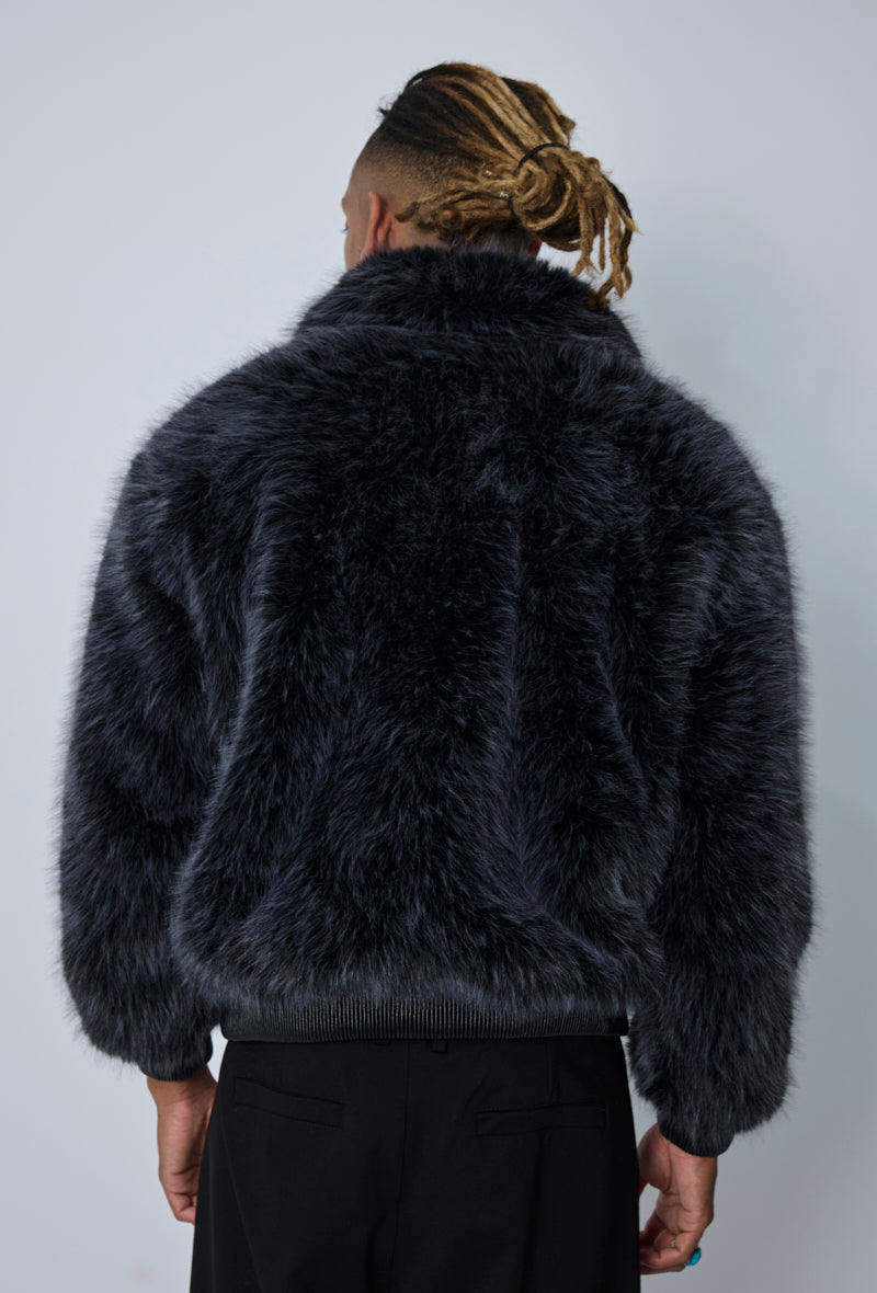 Veste teddy col montant