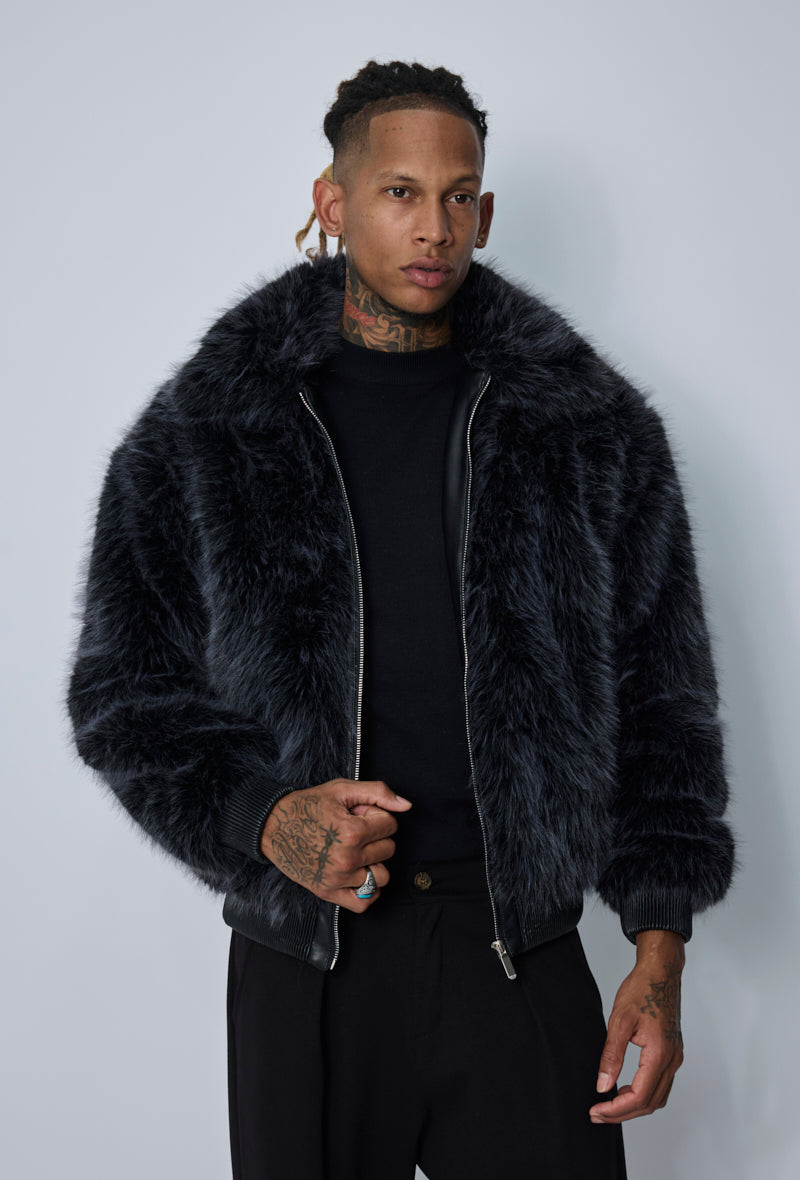 Veste teddy col montant
