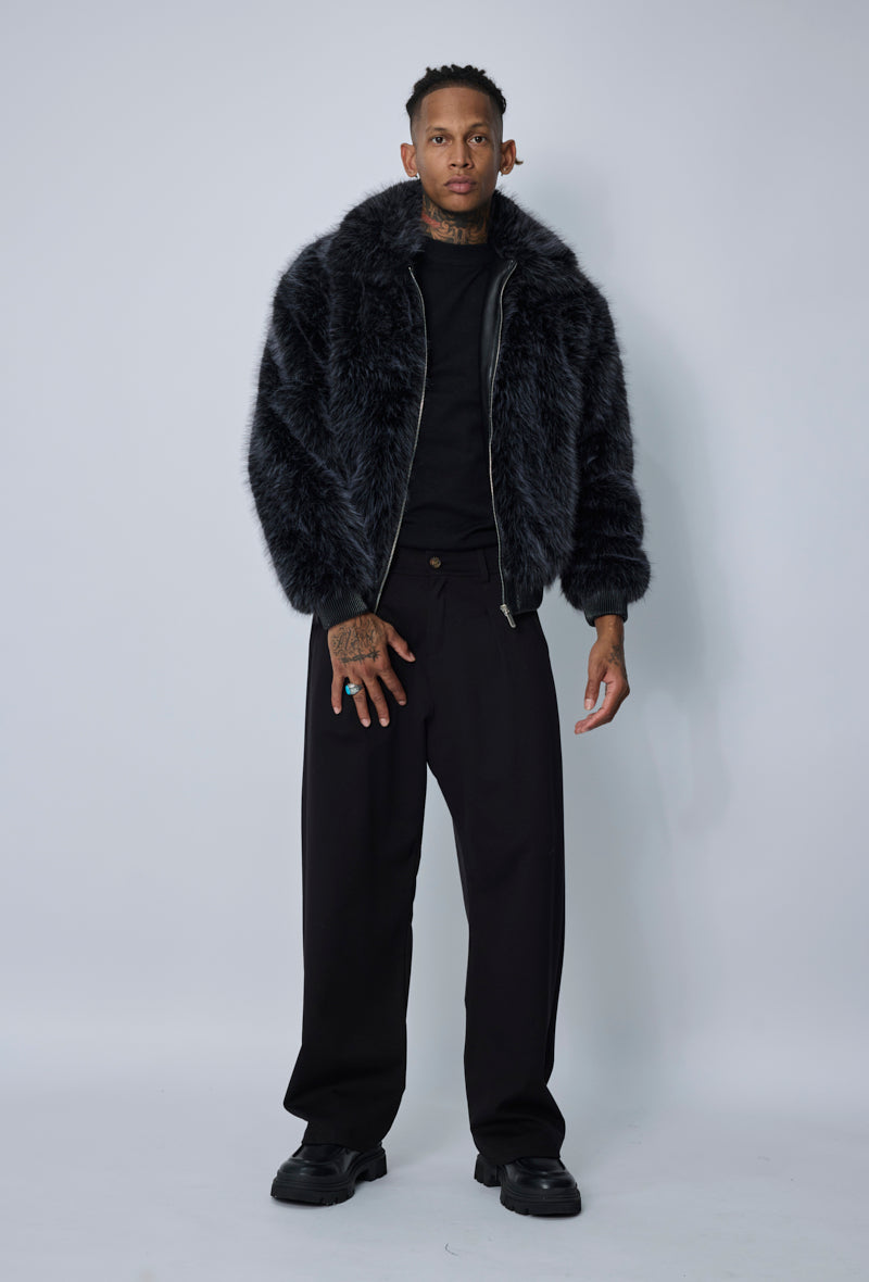 Veste teddy col montant