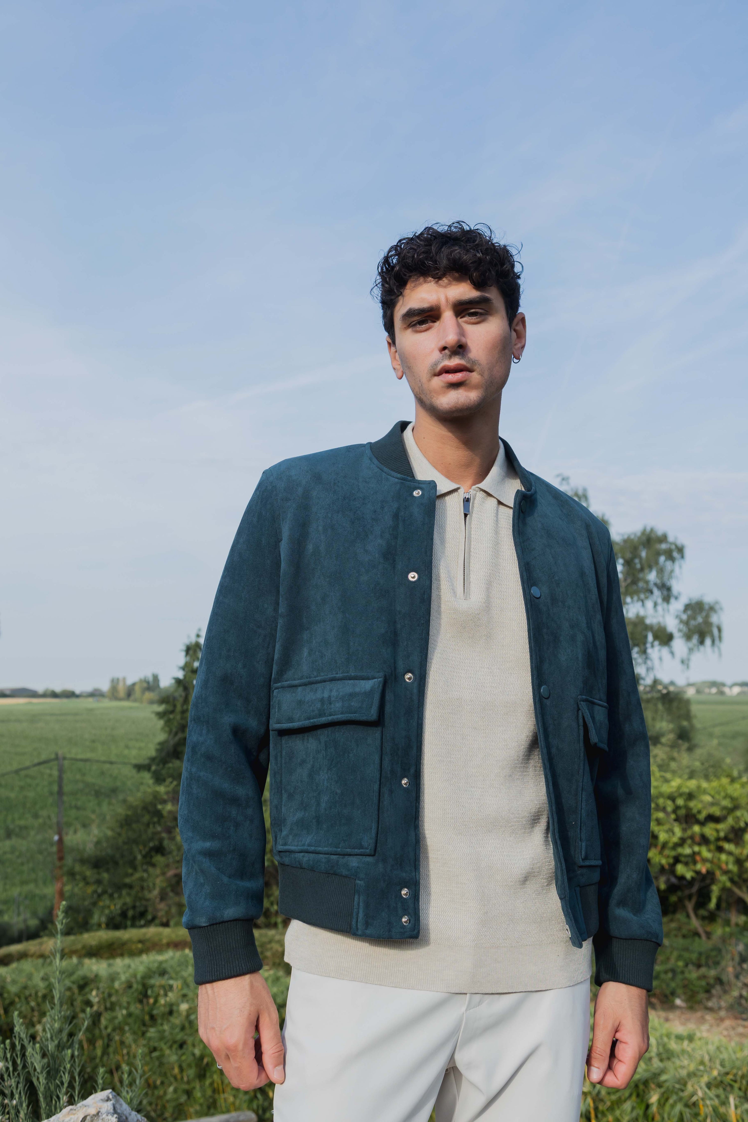 Blouson bomber col côtelé