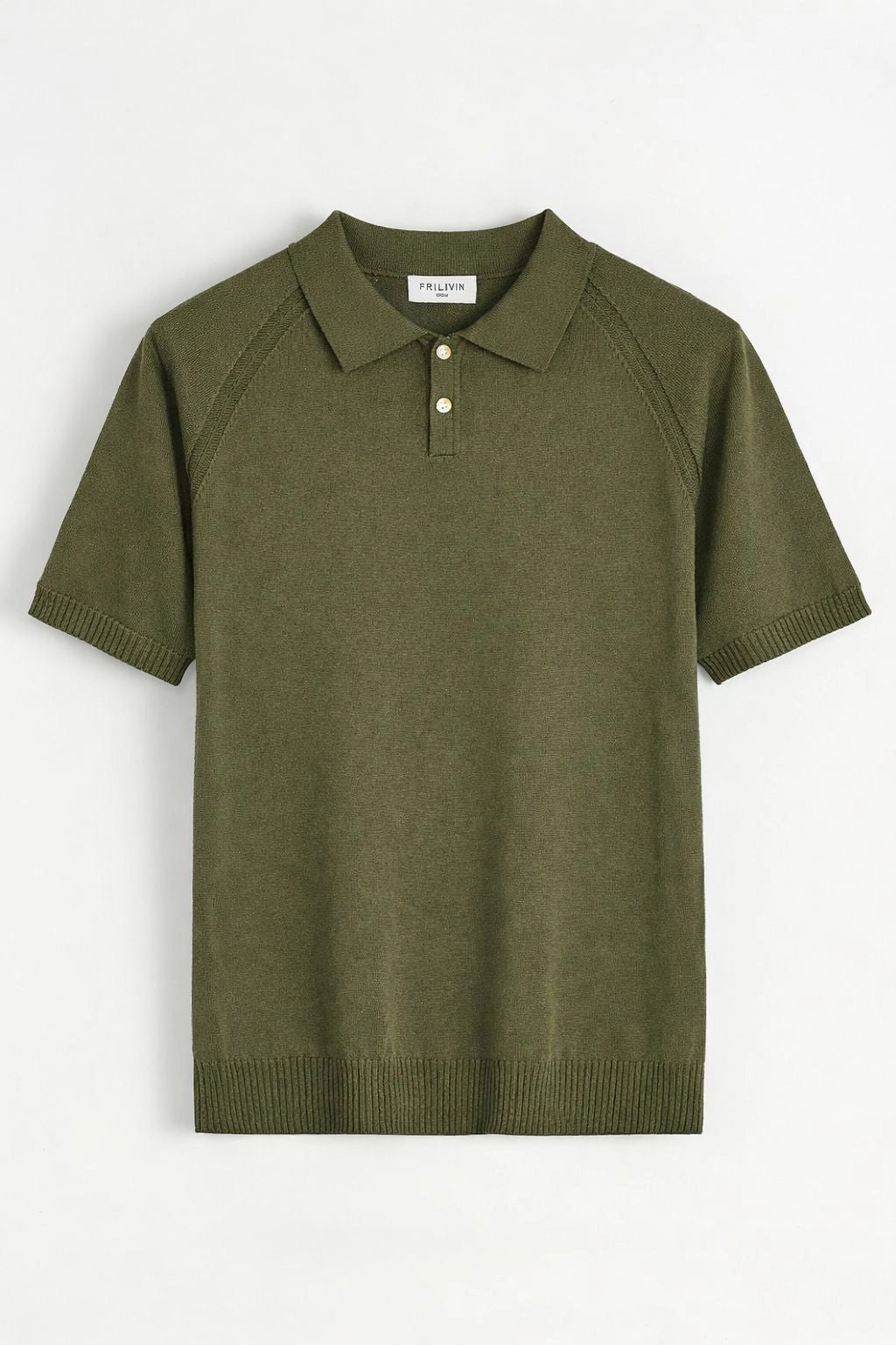 Short-sleeved plain knitted polo shirt