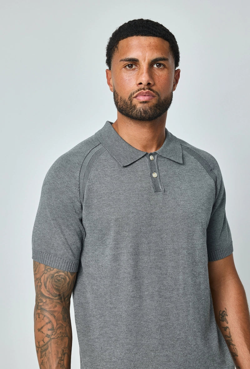 Short-sleeved plain knitted polo shirt