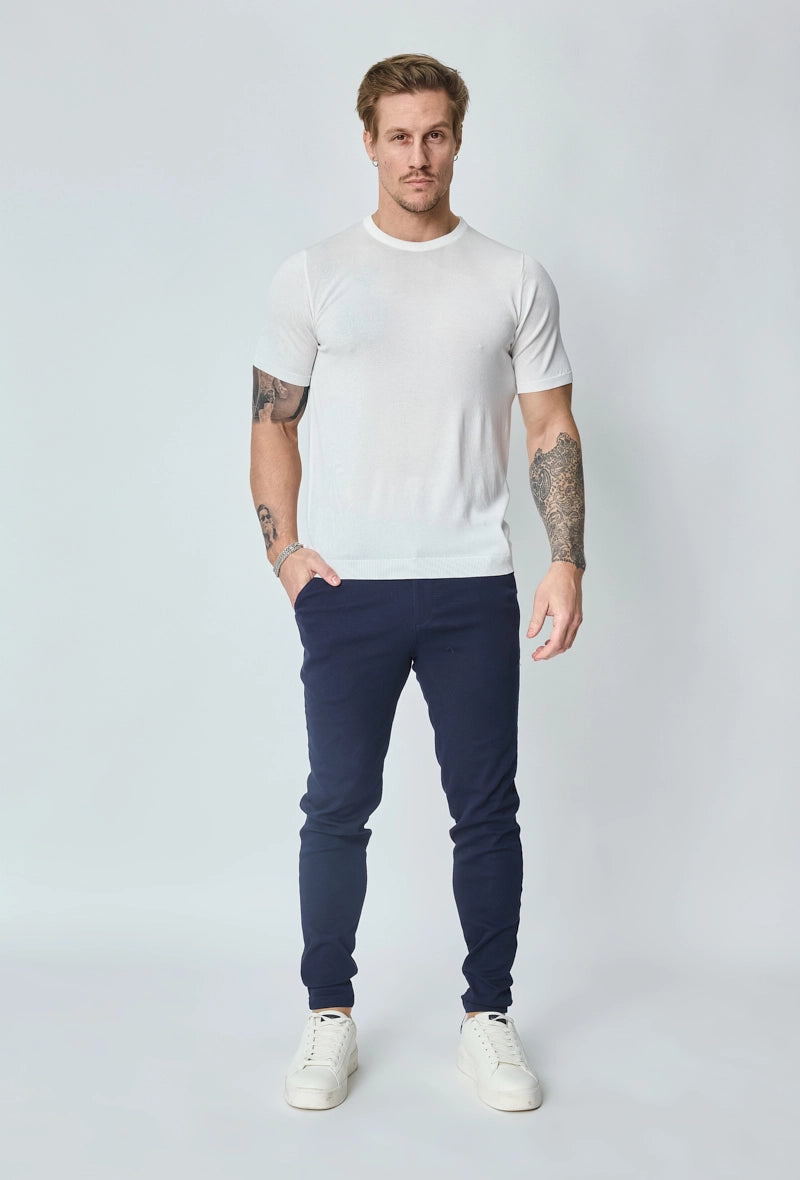 Thin plain short-sleeved knitted T-shirt