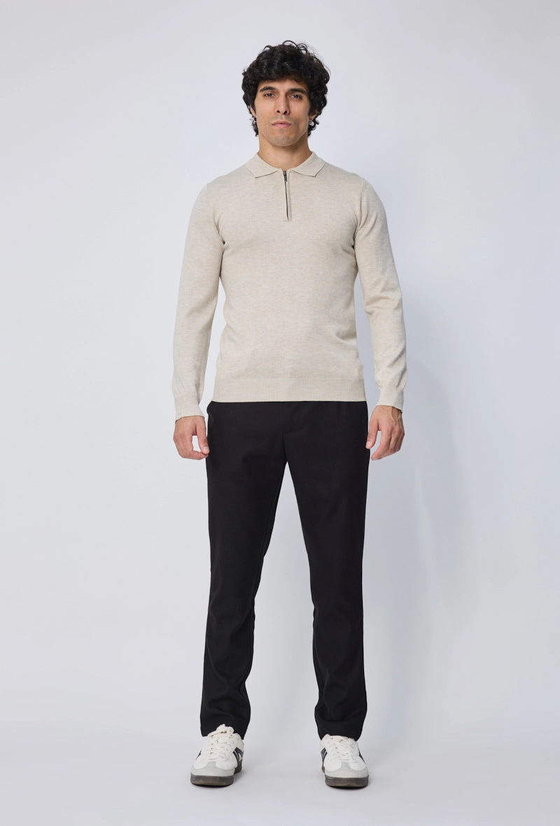 Pull à col chemise zipé