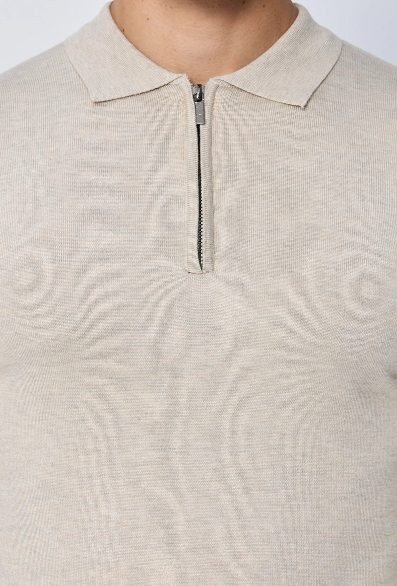 Pull à col chemise zipé