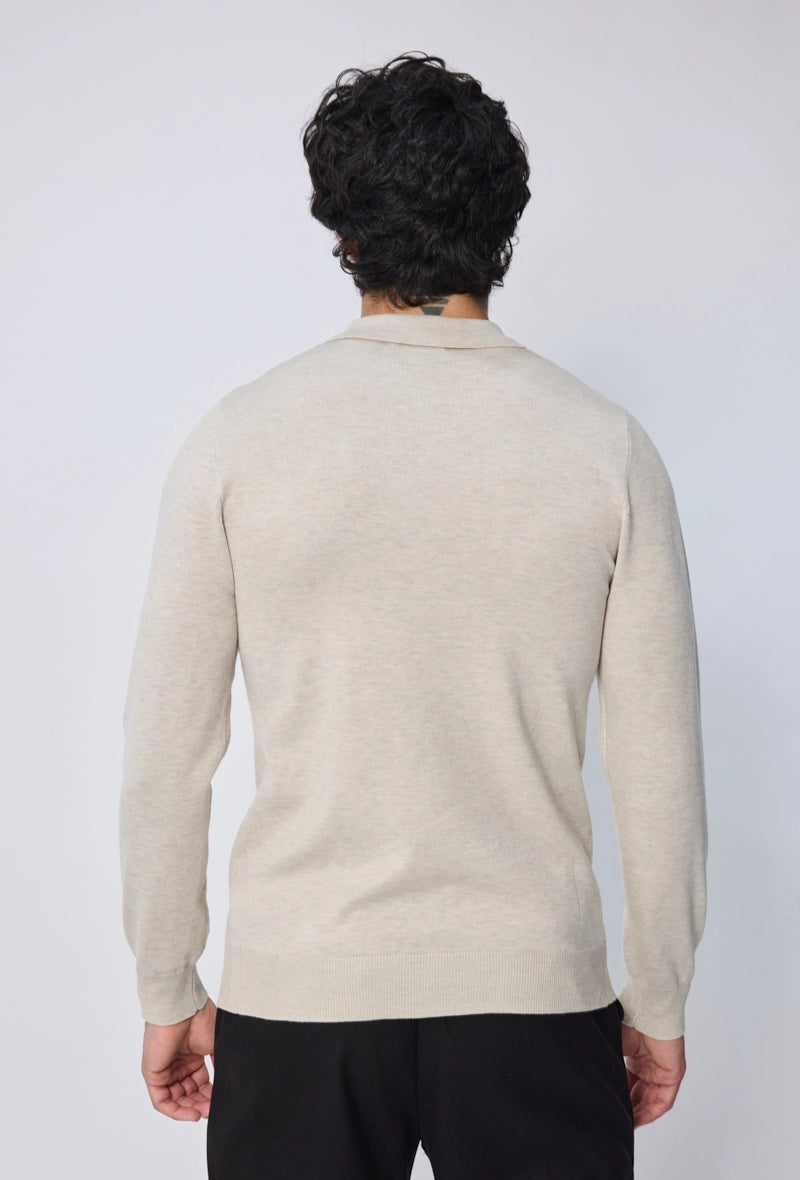 Pull à col chemise zipé