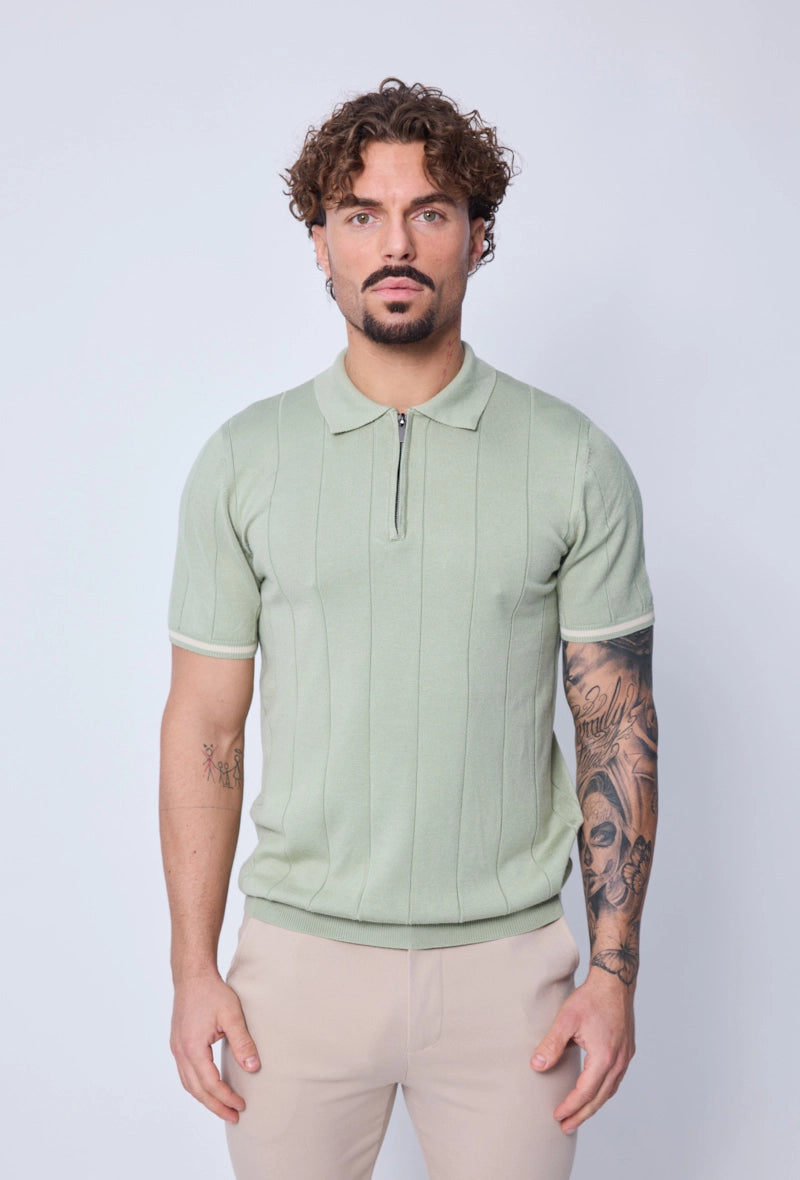 Pull à col chemise zippé