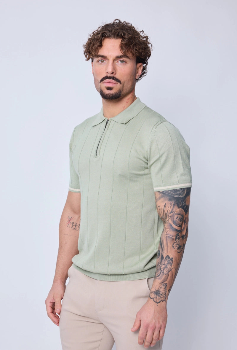 Pull à col chemise zippé