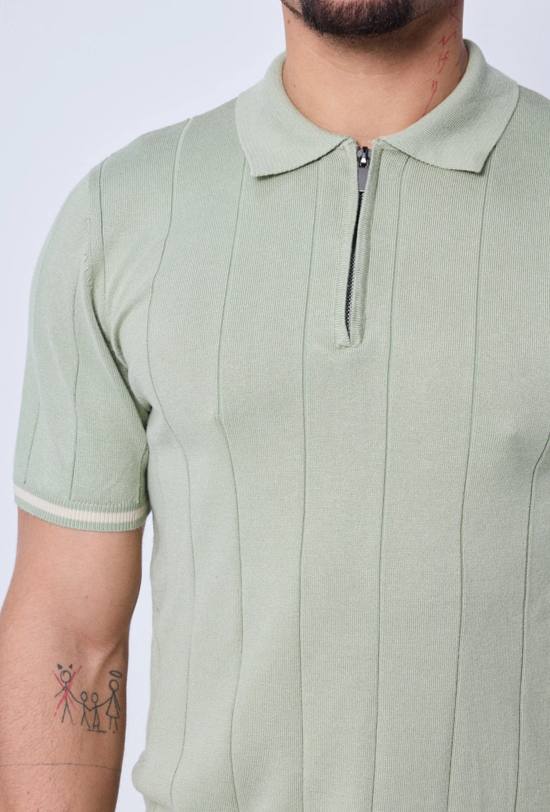 Pull à col chemise zippé