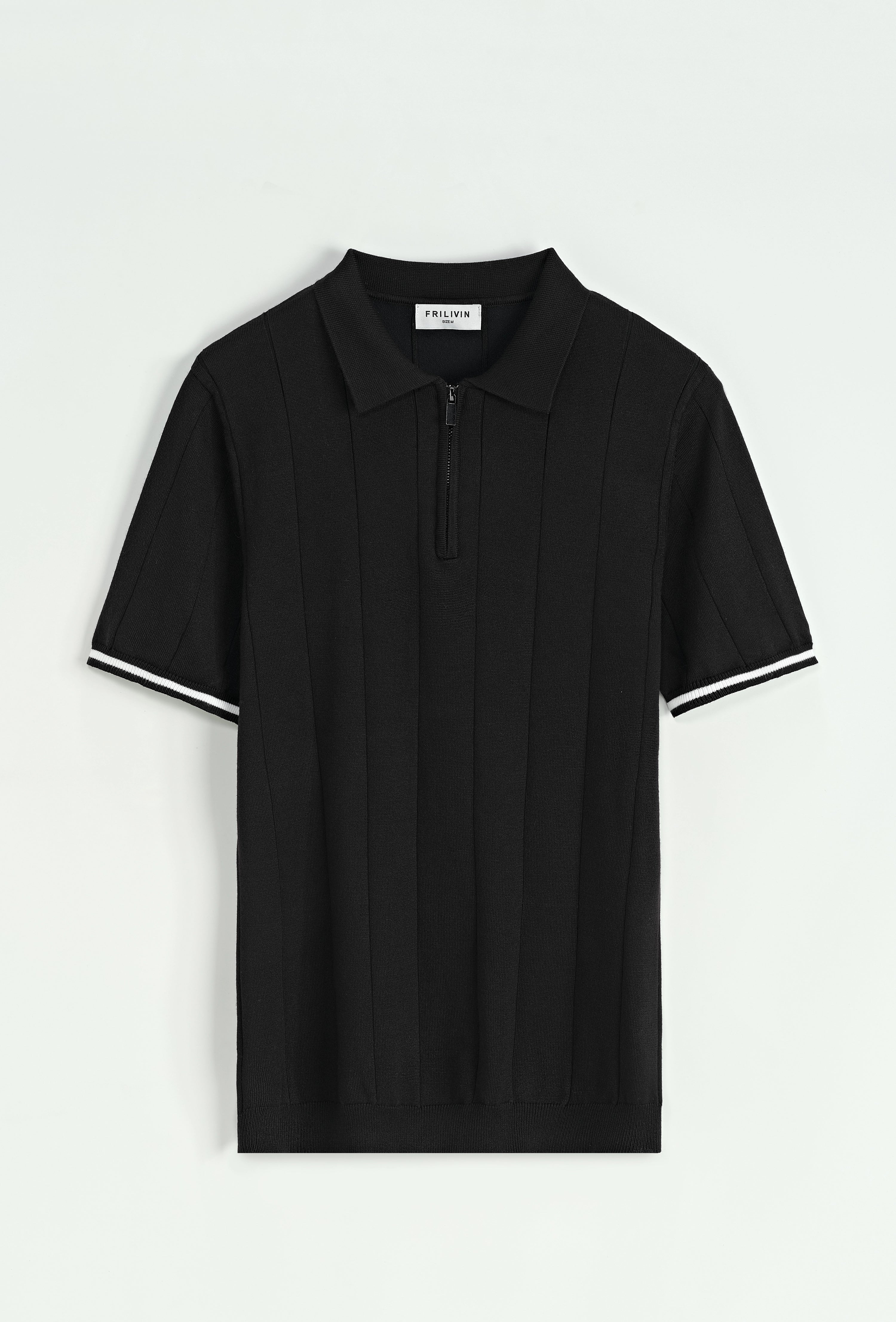 Pull à col chemise zippé