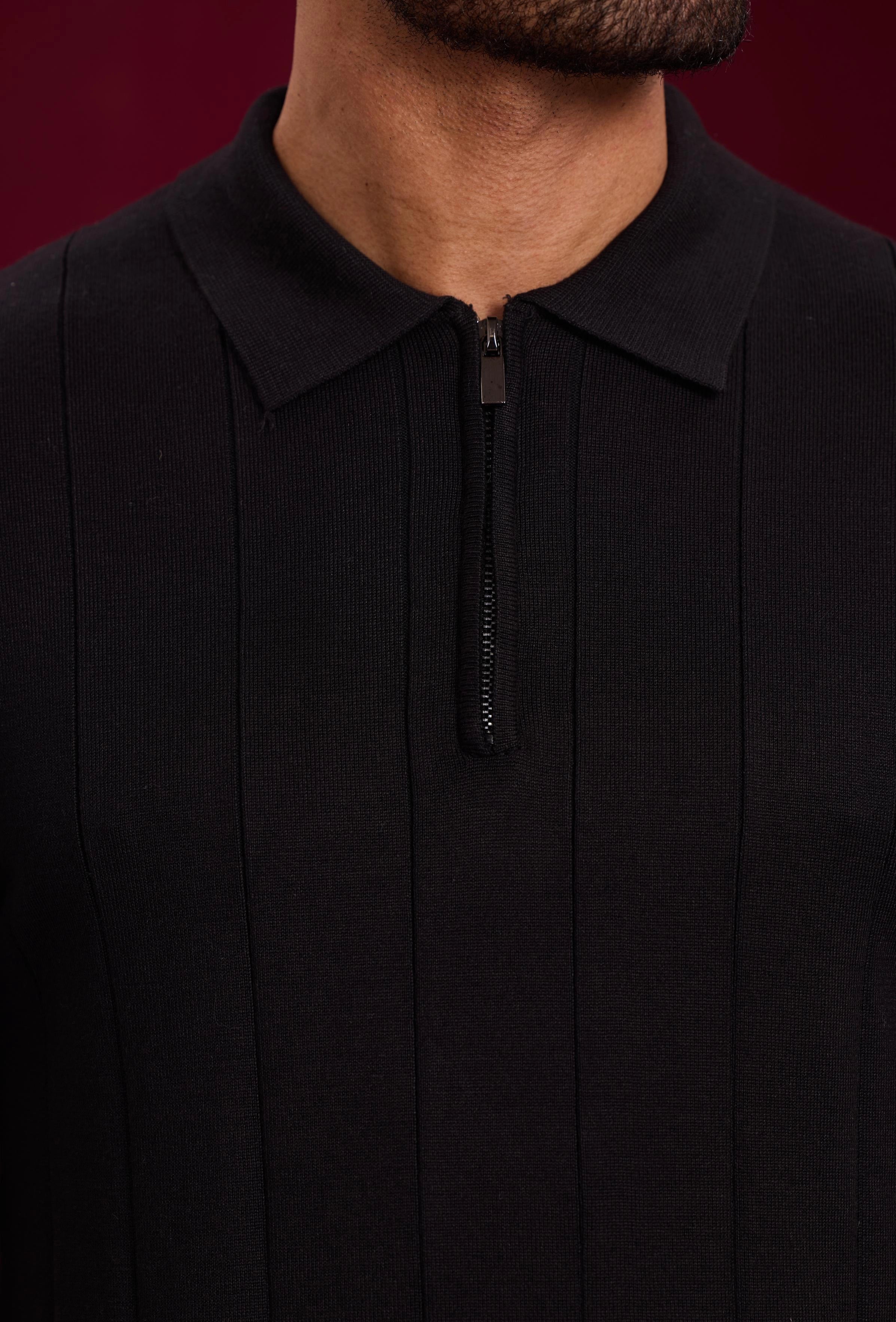 Pull à col chemise zippé