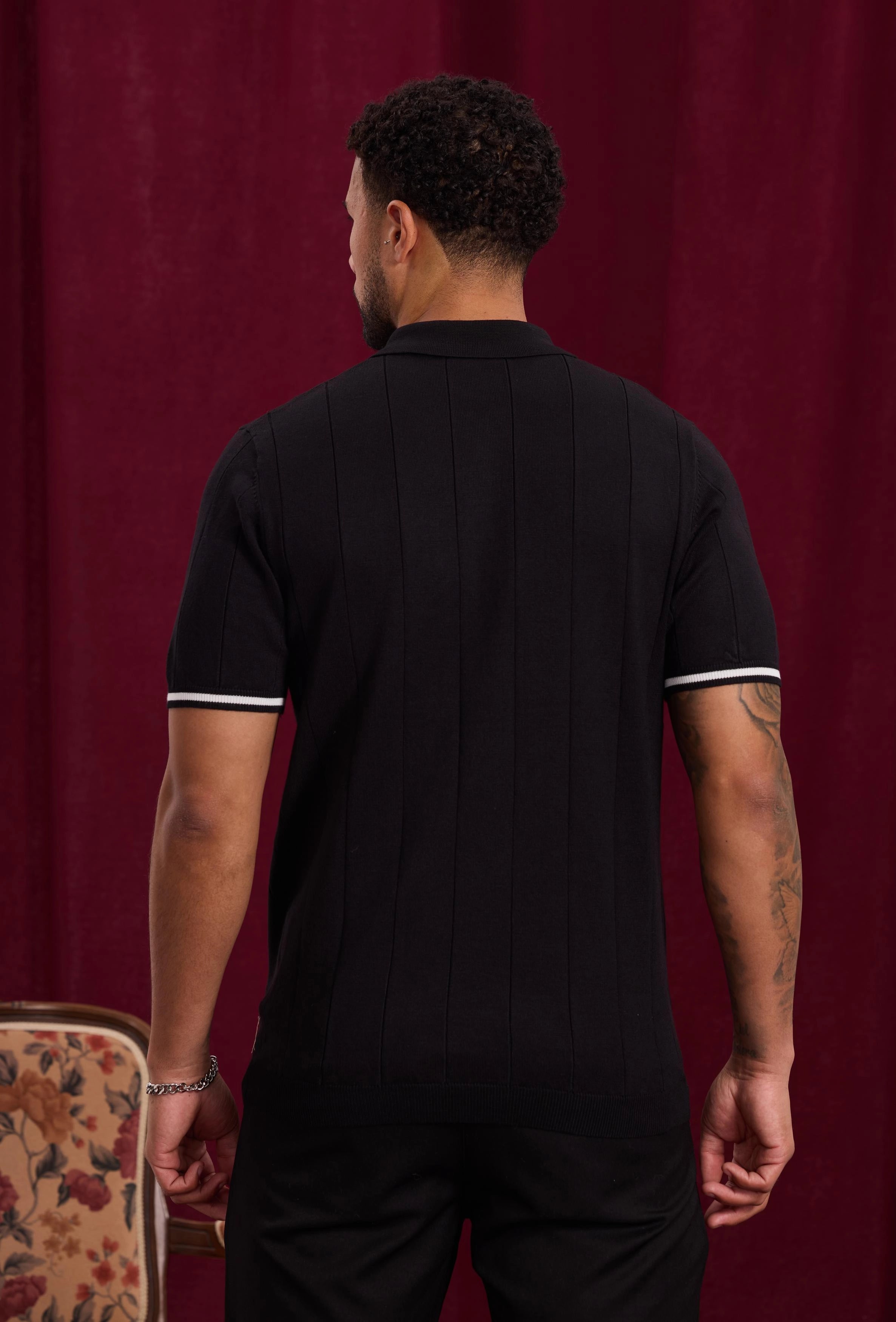 Pull à col chemise zippé