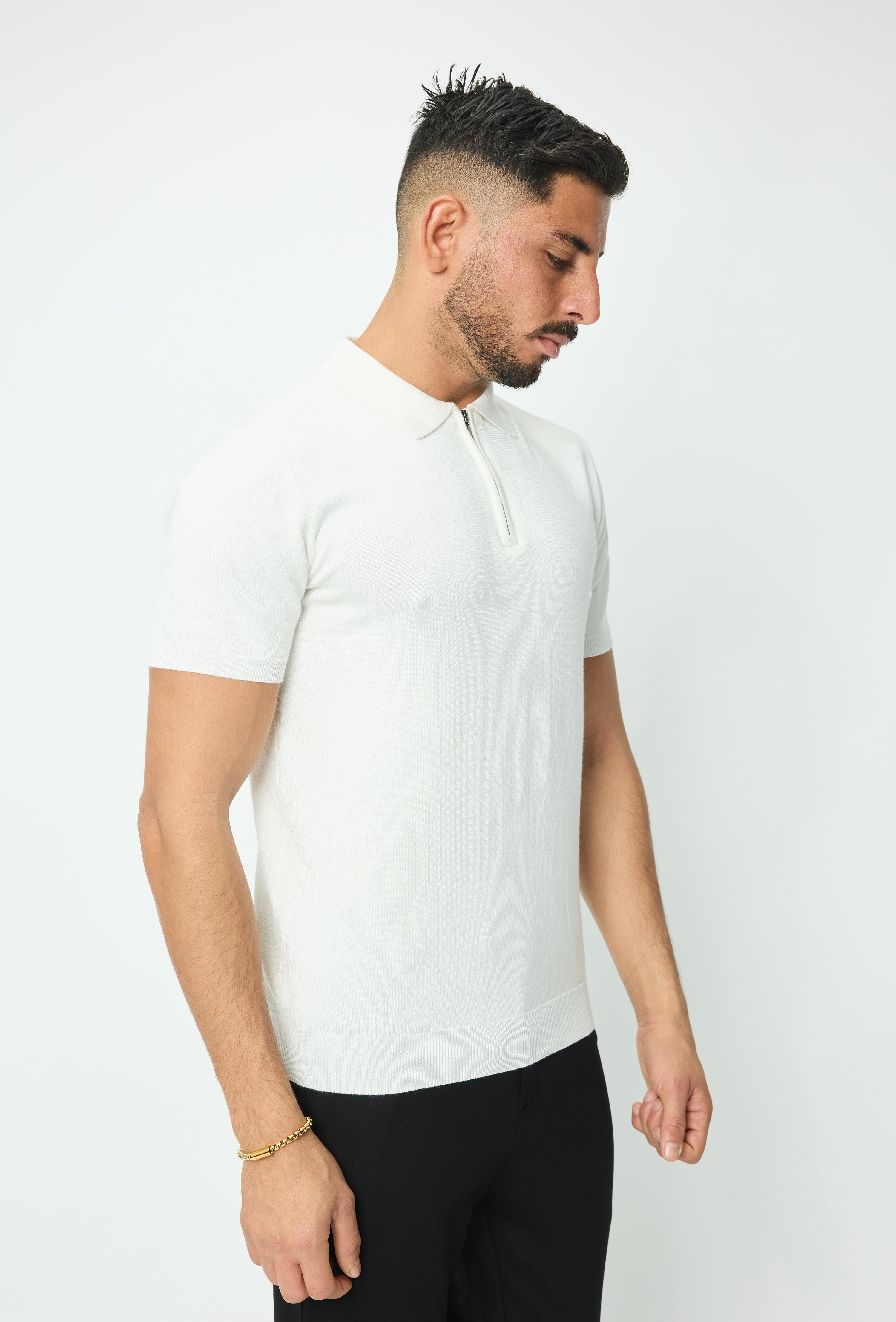 Pull à col chemise zipé